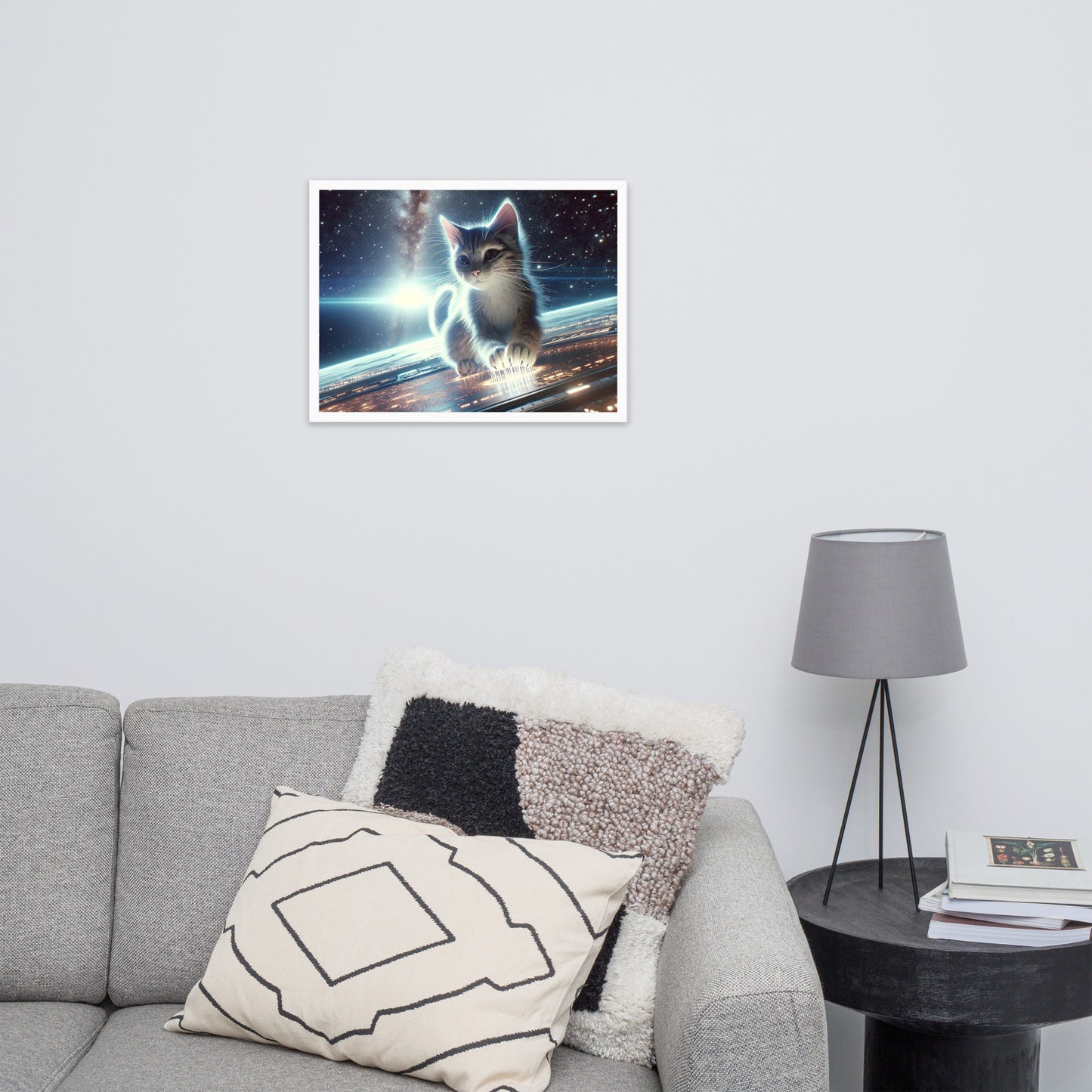 Cosmic Kitten Framed Poster | Thick Matte Paper | Renewable Wood Frame | Home Decor