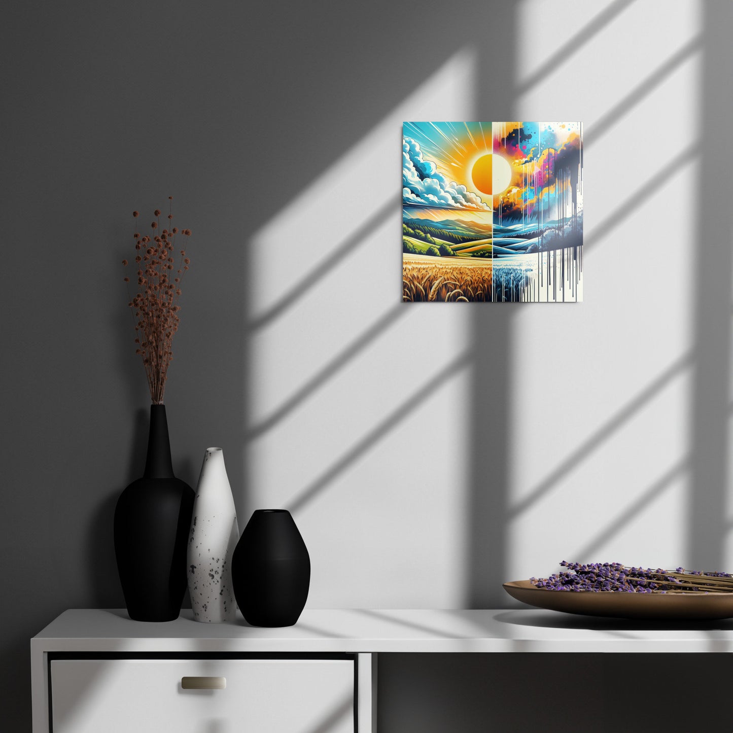 Day and Night Metal Print | Luminescent Aluminum Art | Scratch & Fade Resistant | Customizable Wall Art