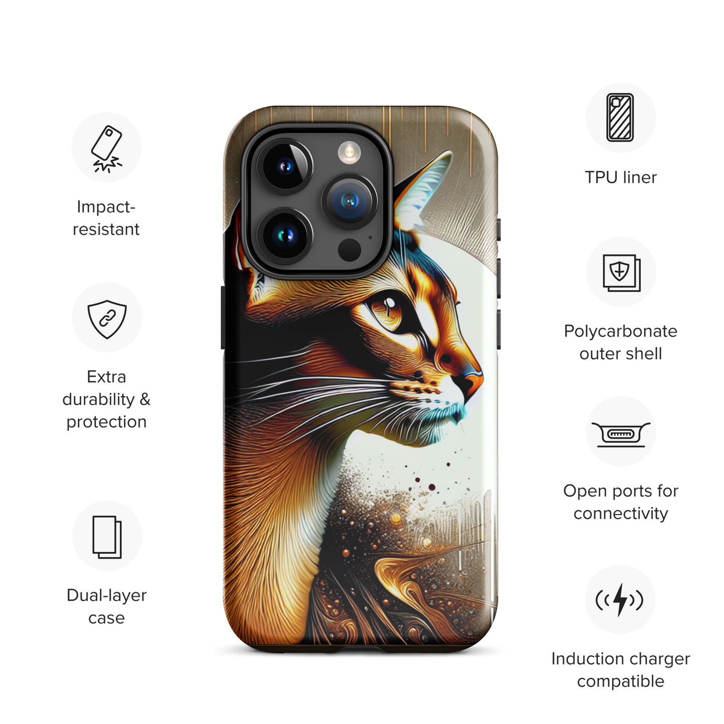 Stylish Cat iPhone Case - Dual-Layer Protection & Impact-Resistan