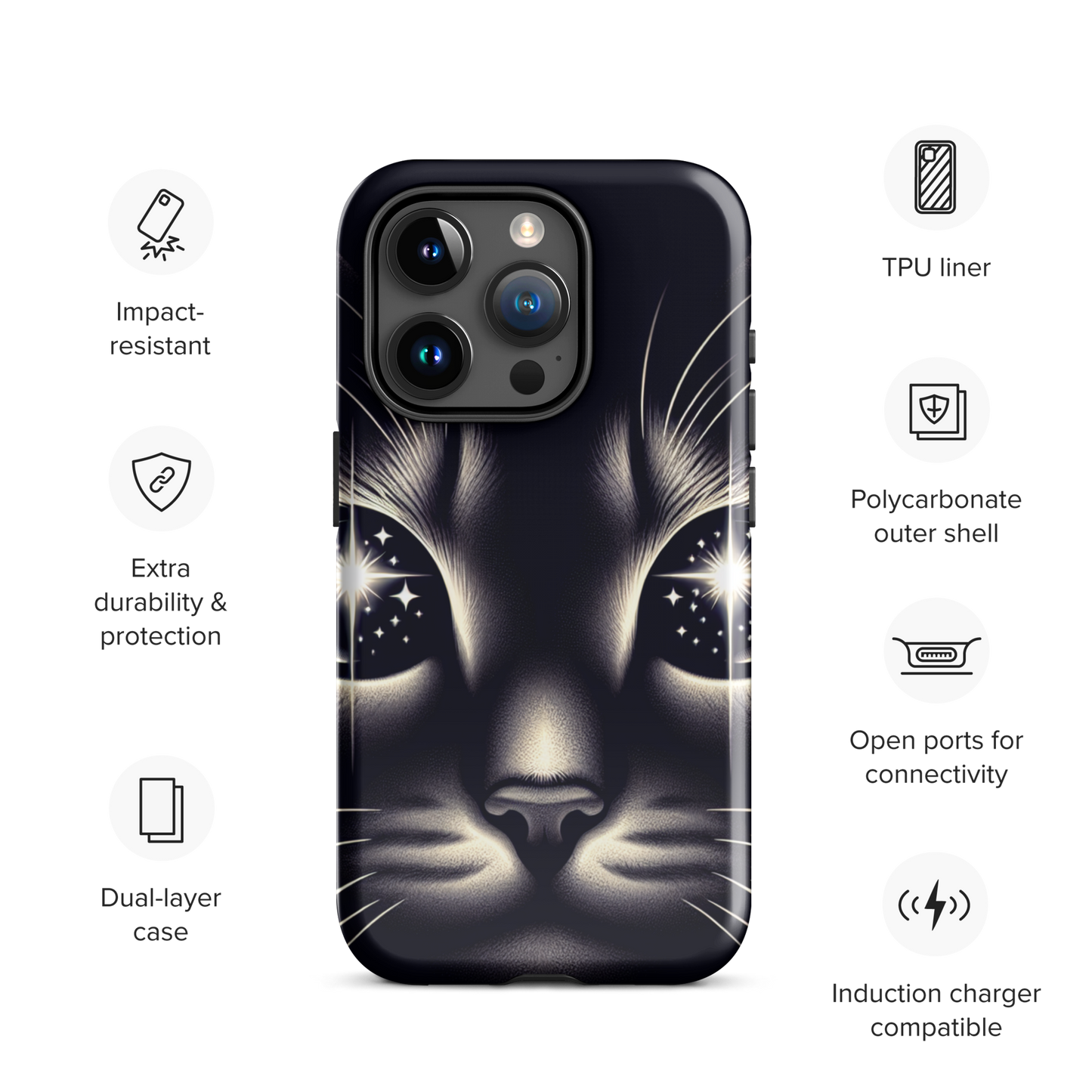 Cat Eyes iPhone Case | Dual-Layer Protection | Impact-Resistant Polycarbonate | TPU Inner Liner