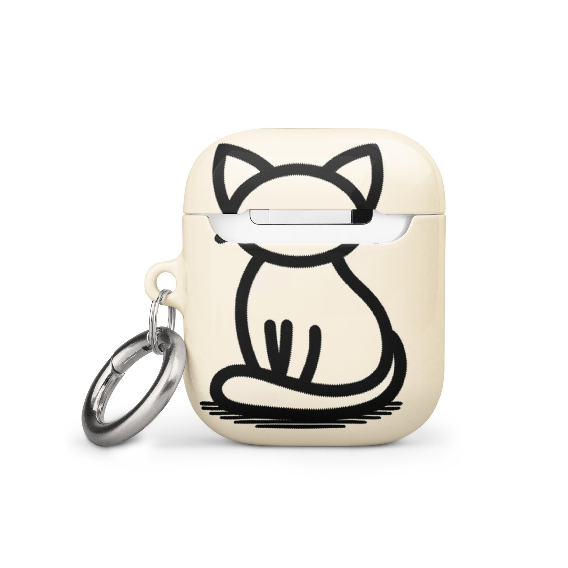 Adorable Cat AirPods® Case with Metal Carabiner - Durable & Impact-Resistant - BrushstrokesOfCode