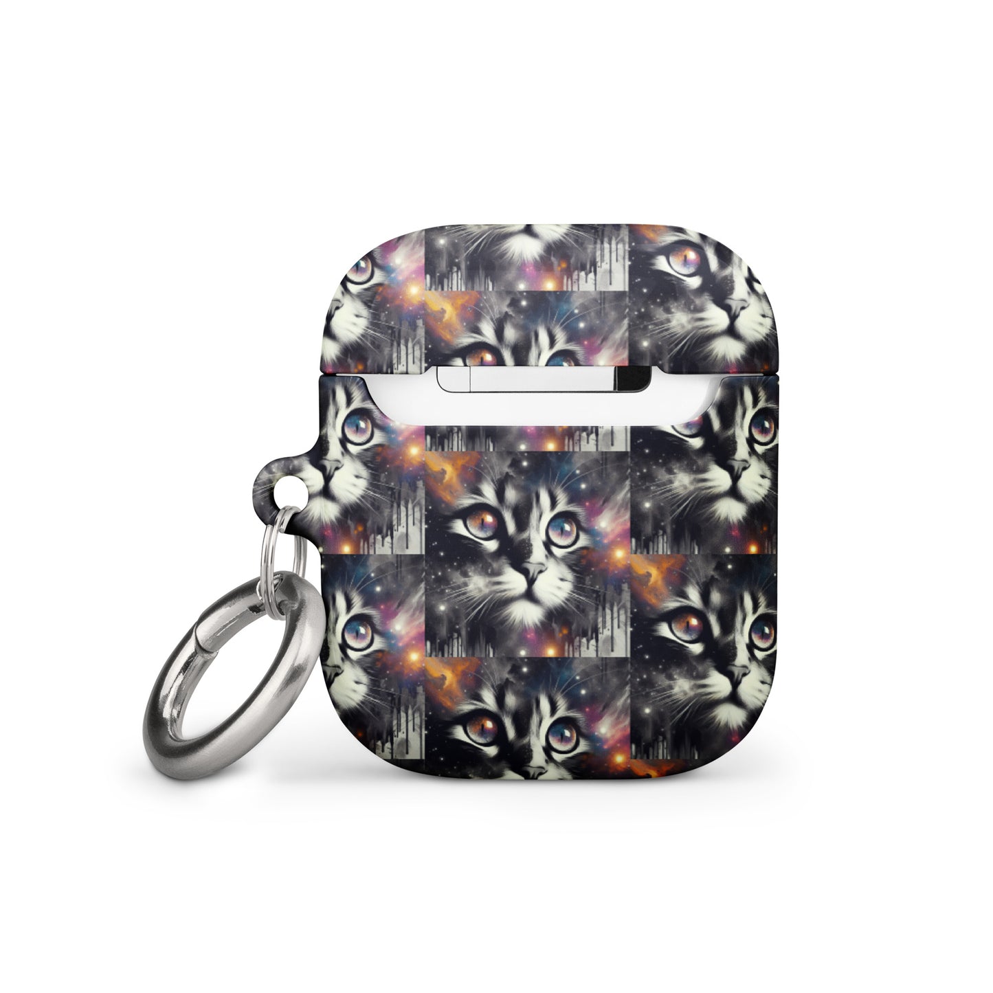 Galactic Cat AirPods® Case | Impact-Resistant Polycarbonate | Metal Carabiner | Scratch & Drop Protection - BrushstrokesOfCode