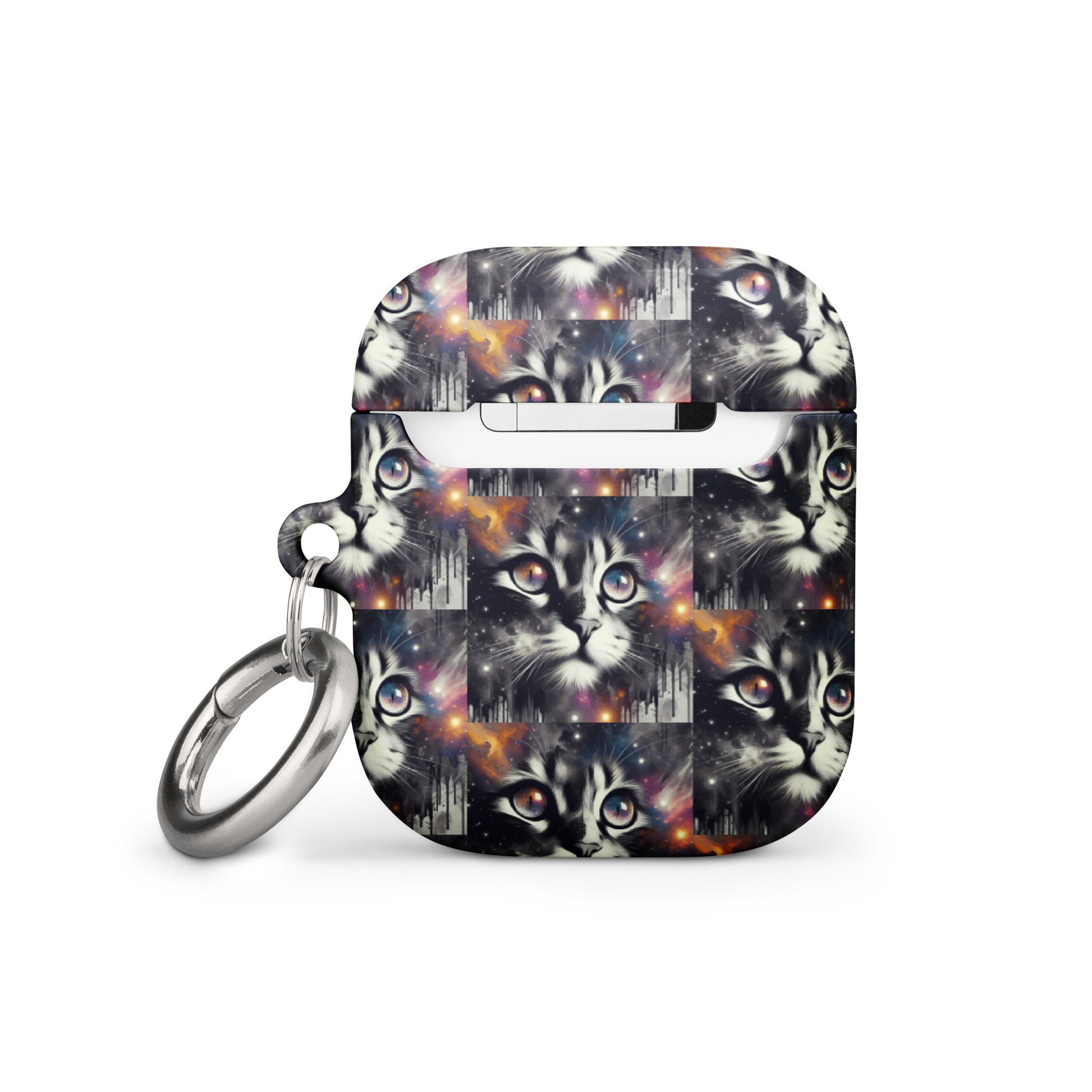 Galactic Cat AirPods® Case | Impact-Resistant Polycarbonate | Metal Carabiner | Scratch & Drop Protection - BrushstrokesOfCode