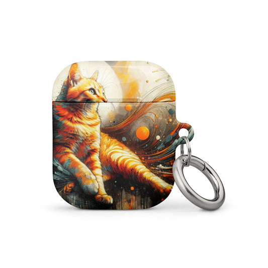 Elegant Cat AirPods® Case | Impact-Absorbing Polycarbonate | Metal Carabiner | Scratch & Drop Protection - BrushstrokesOfCode