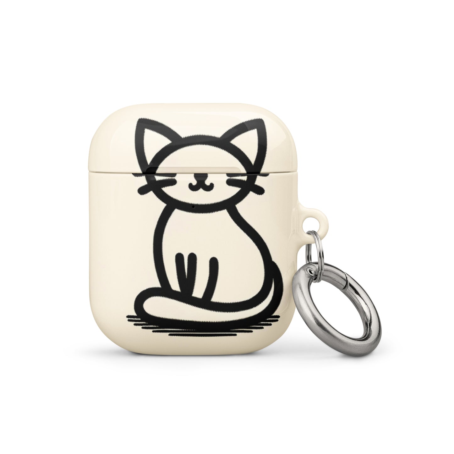 Adorable Cat AirPods® Case with Metal Carabiner - Durable & Impact-Resistant - BrushstrokesOfCode