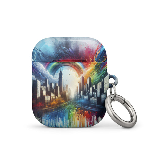 Rainbow City AirPods® Case | Premium Impact Protection | Metal Carabiner | Scratch & Drop Proof - BrushstrokesOfCode