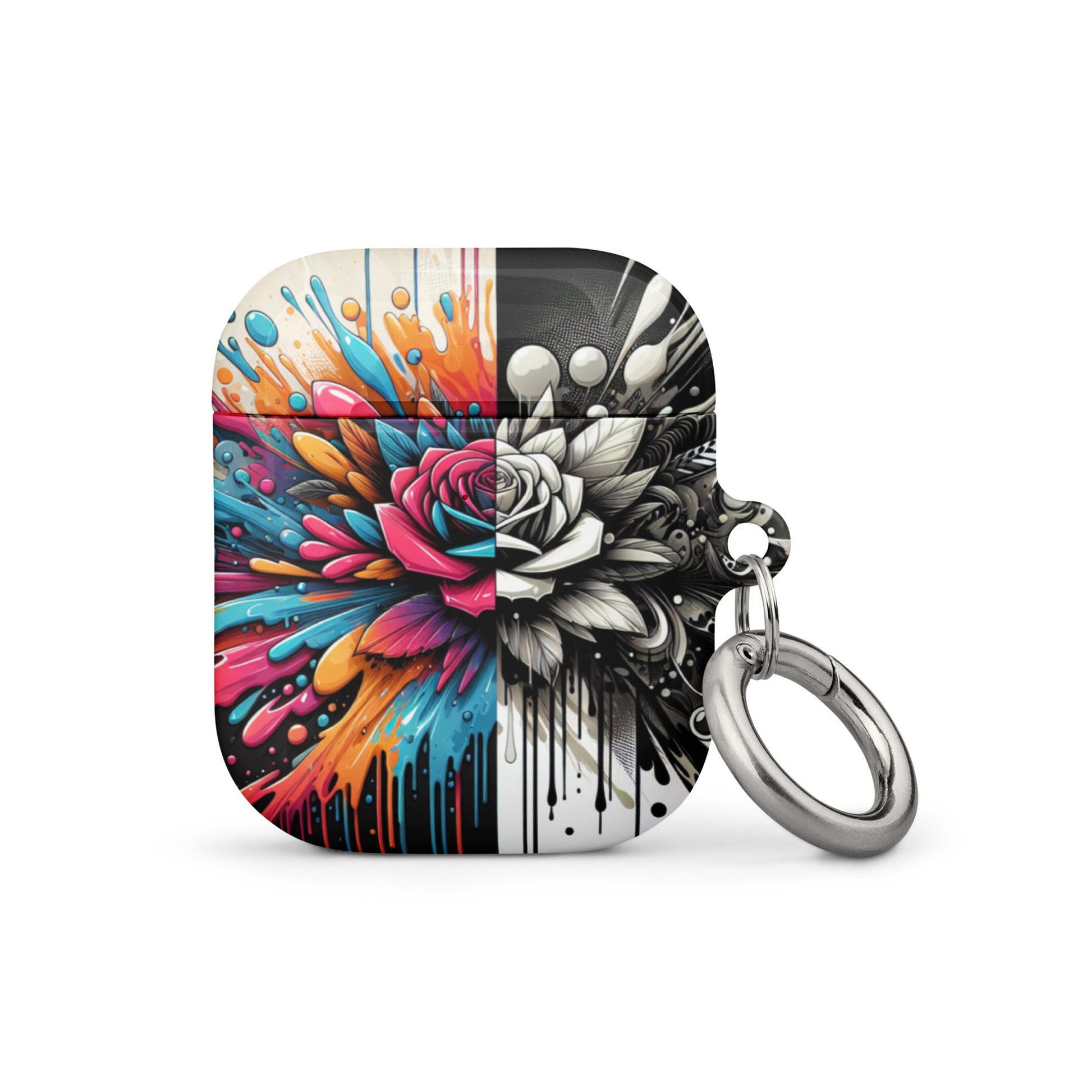 Artistic Rose AirPods® Case | Impact-Resistant Polycarbonate | Metal Carabiner | Scratch & Drop Protection - BrushstrokesOfCode