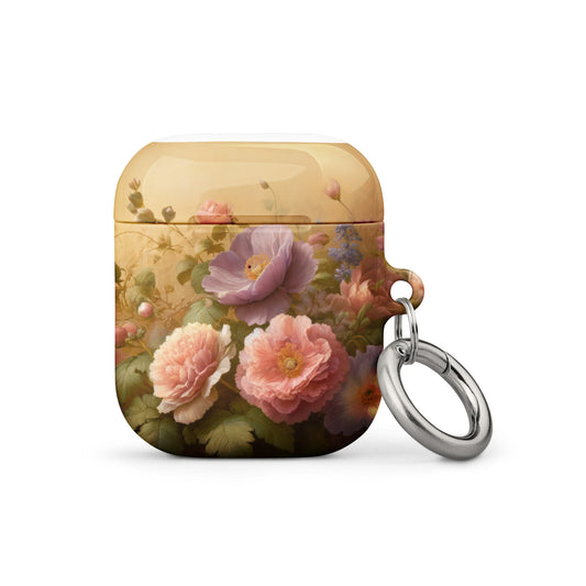 Vintage Floral AirPods® Case | Impact-Resistant Polycarbonate | Metal Carabiner | Scratch & Drop Protection - BrushstrokesOfCode
