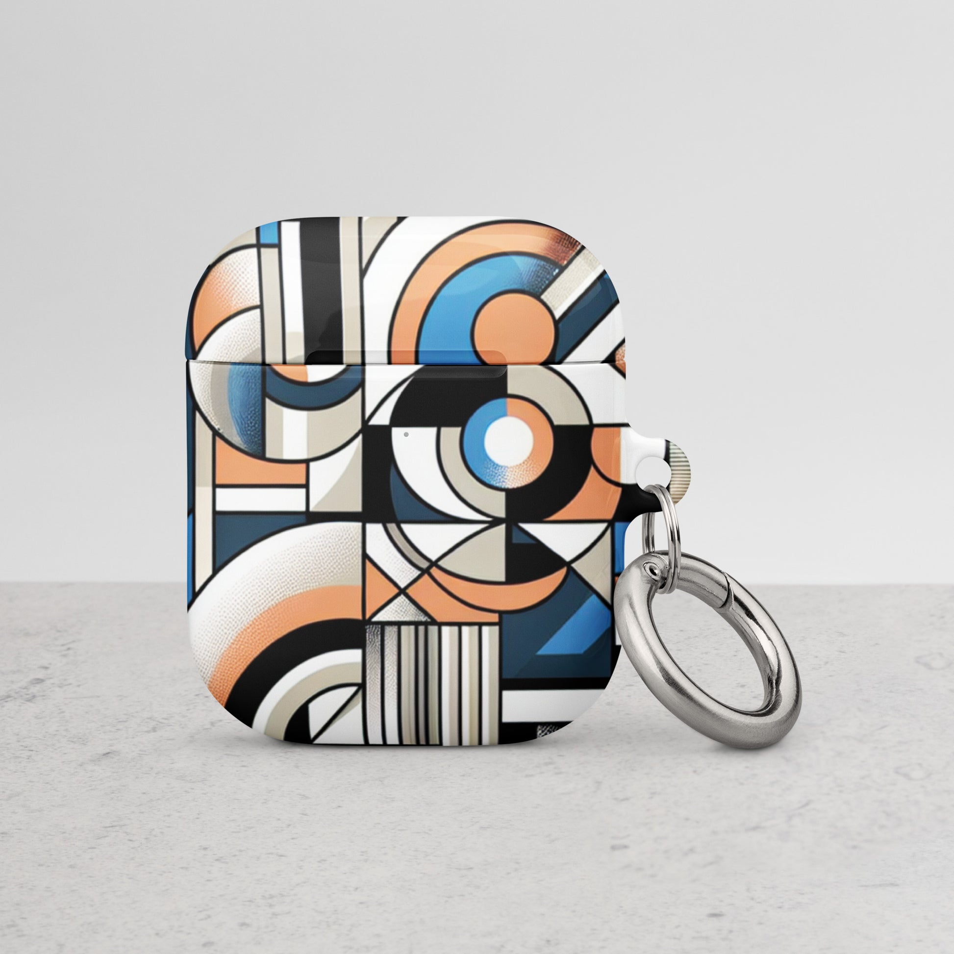Geometric Art AirPods® Case | Impact-Resistant Polycarbonate | Metal Carabiner | Scratch & Drop Protection - BrushstrokesOfCode