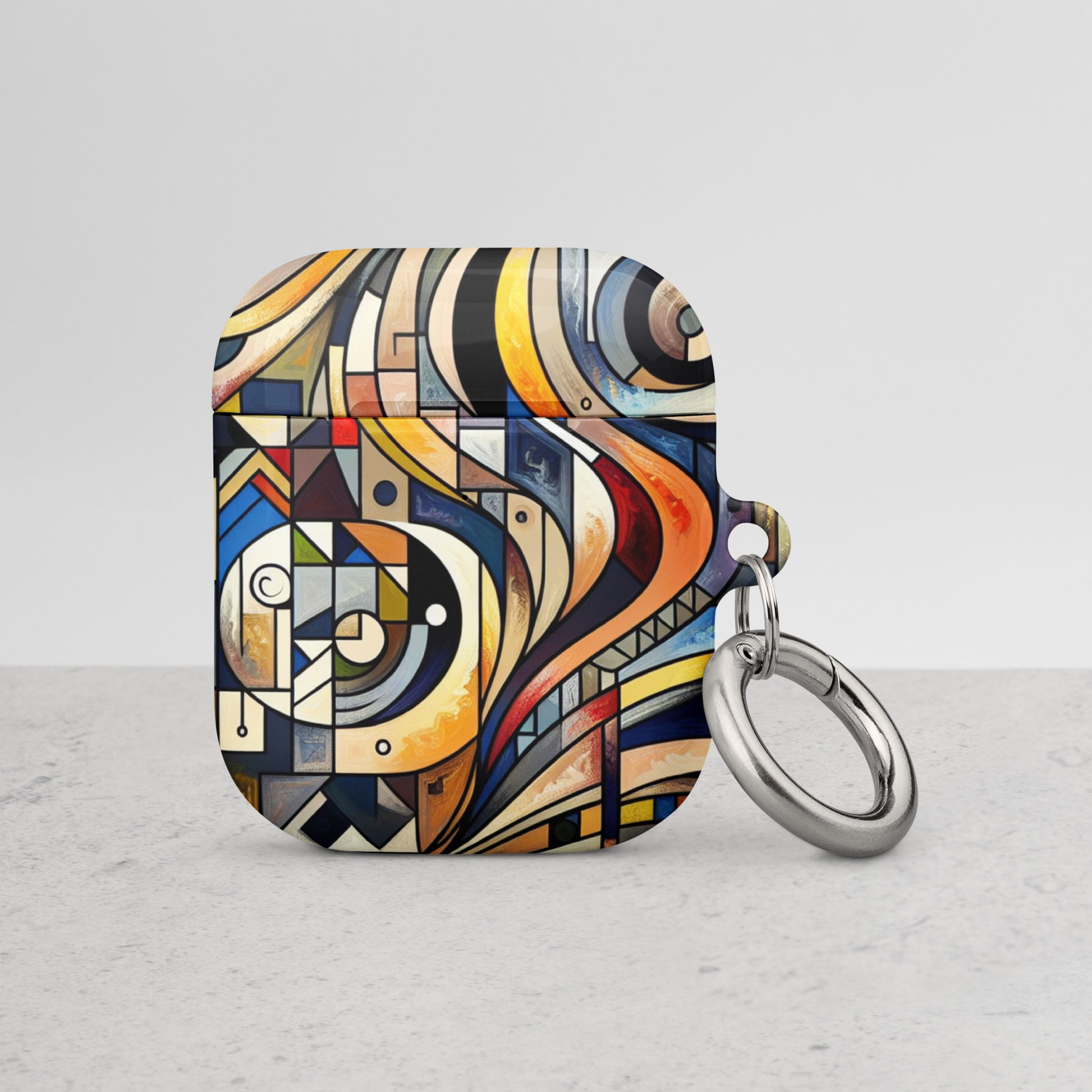 Abstract Mosaic AirPods® Case | Impact-Resistant Polycarbonate | Metal Carabiner | Scratch & Drop Protection - BrushstrokesOfCode