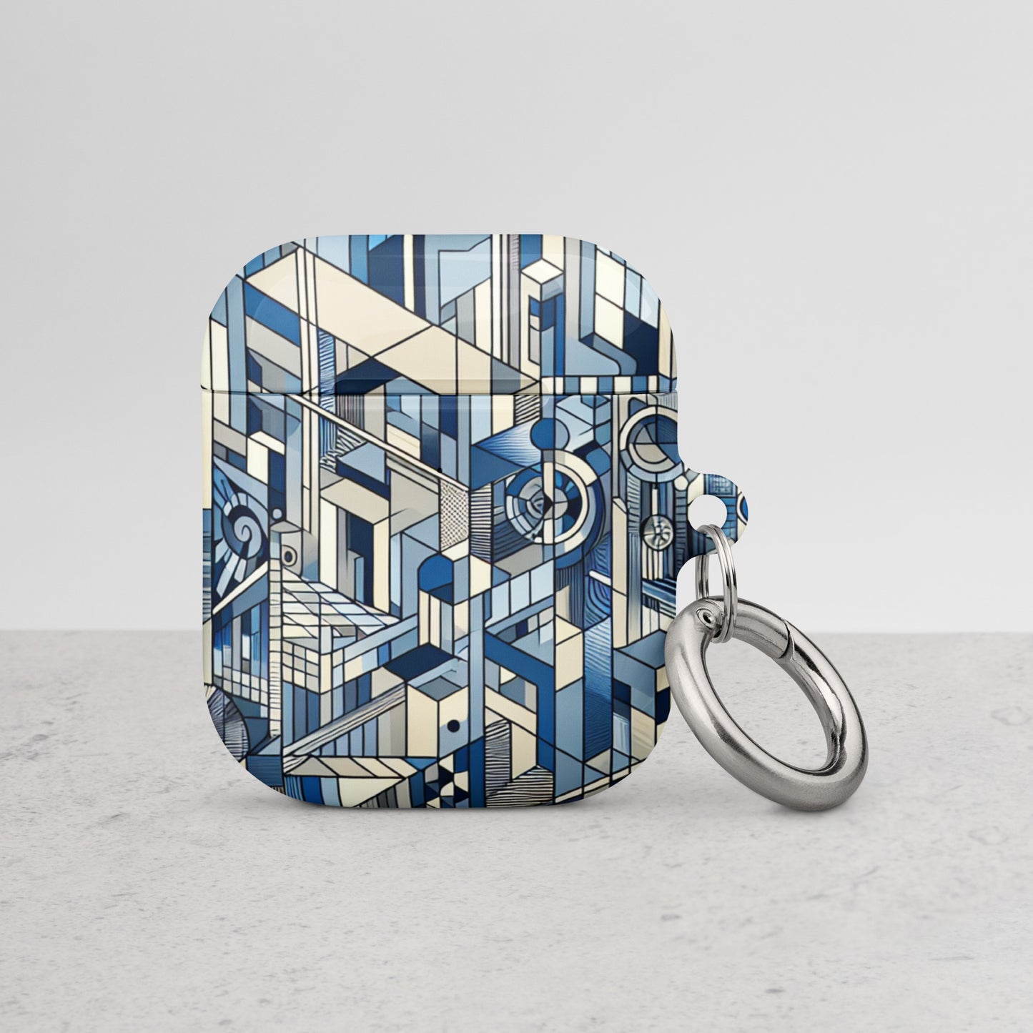 Modern Geometric AirPods® Case | Impact-Resistant Polycarbonate | Metal Carabiner | Scratch & Drop Protection - BrushstrokesOfCode