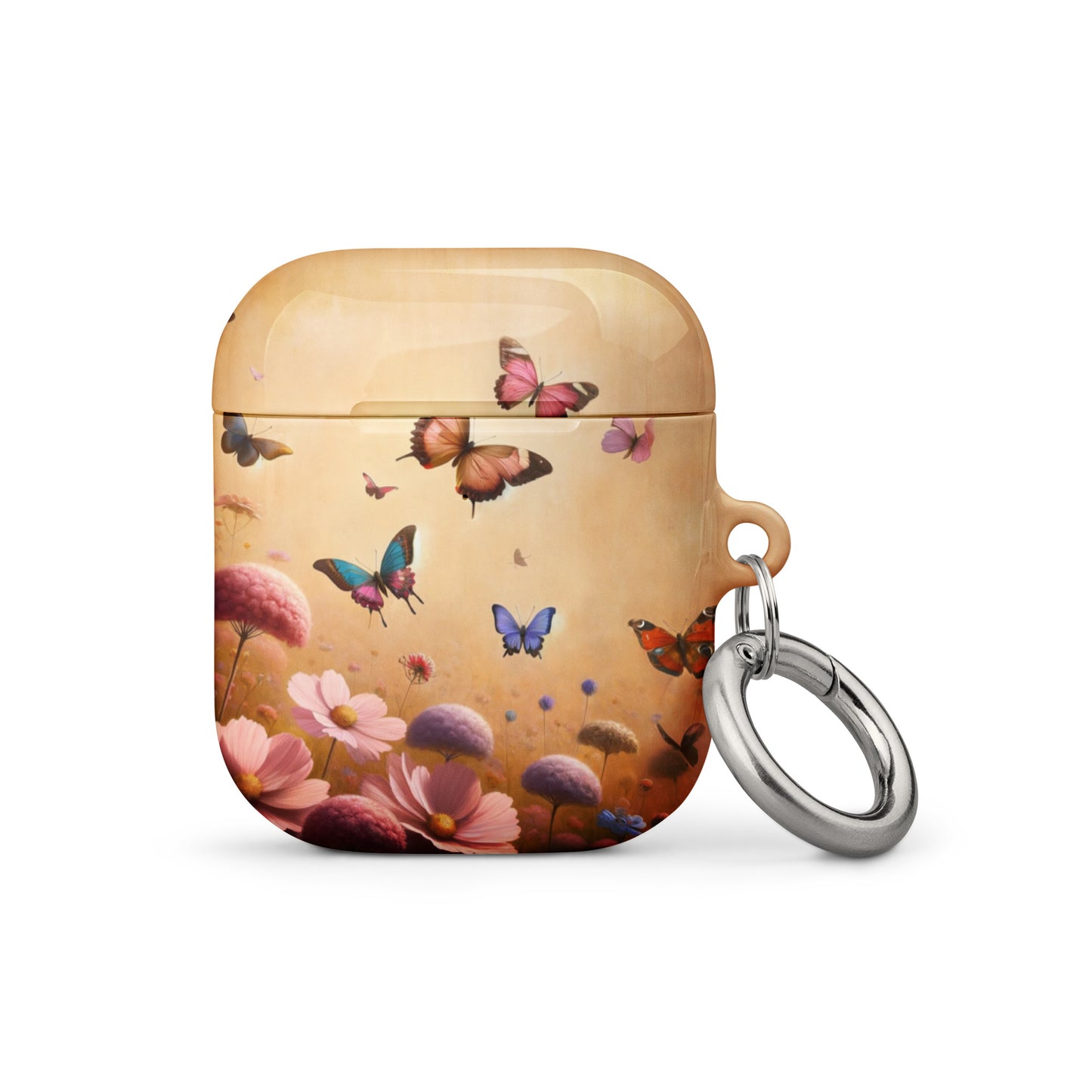 Butterfly Garden AirPods® Case | Impact-Resistant Polycarbonate | Metal Carabiner | Scratch & Drop Protection - BrushstrokesOfCode