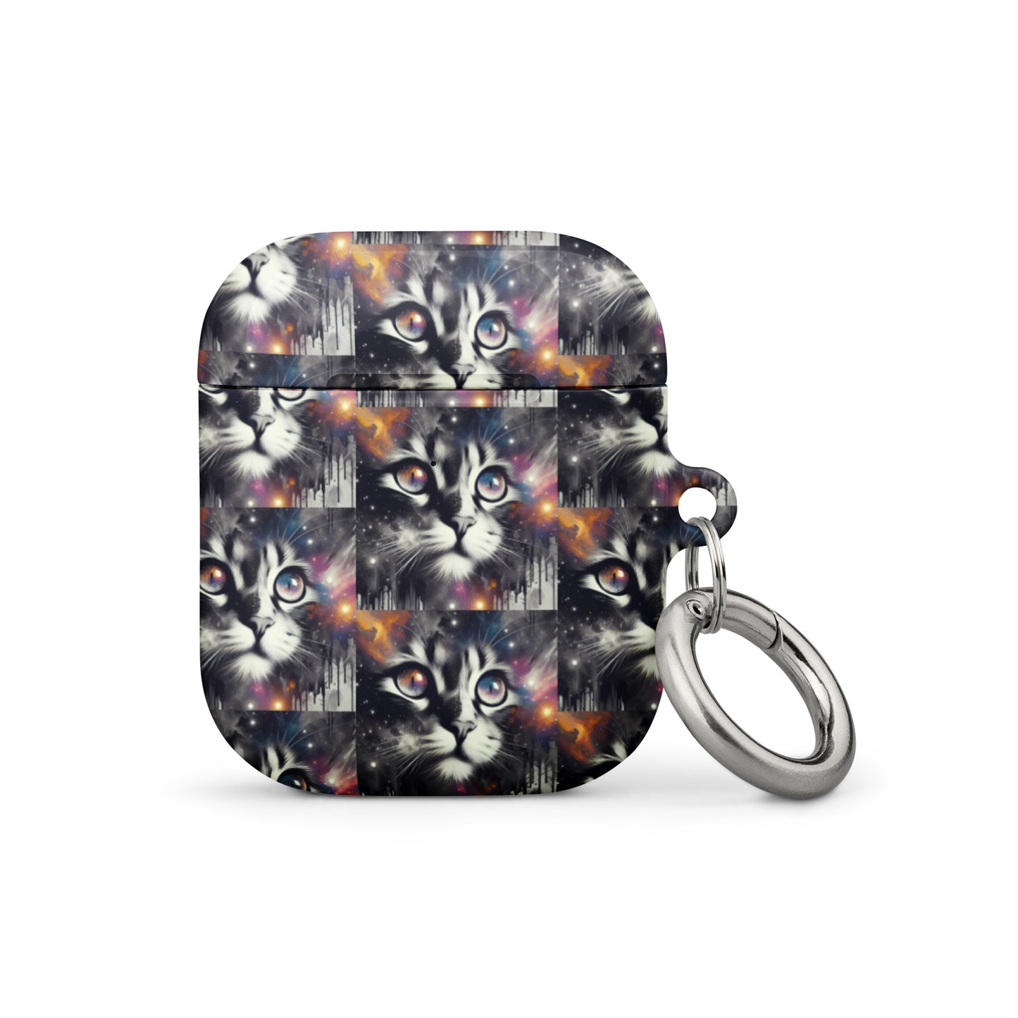 Galactic Cat AirPods® Case | Impact-Resistant Polycarbonate | Metal Carabiner | Scratch & Drop Protection - BrushstrokesOfCode