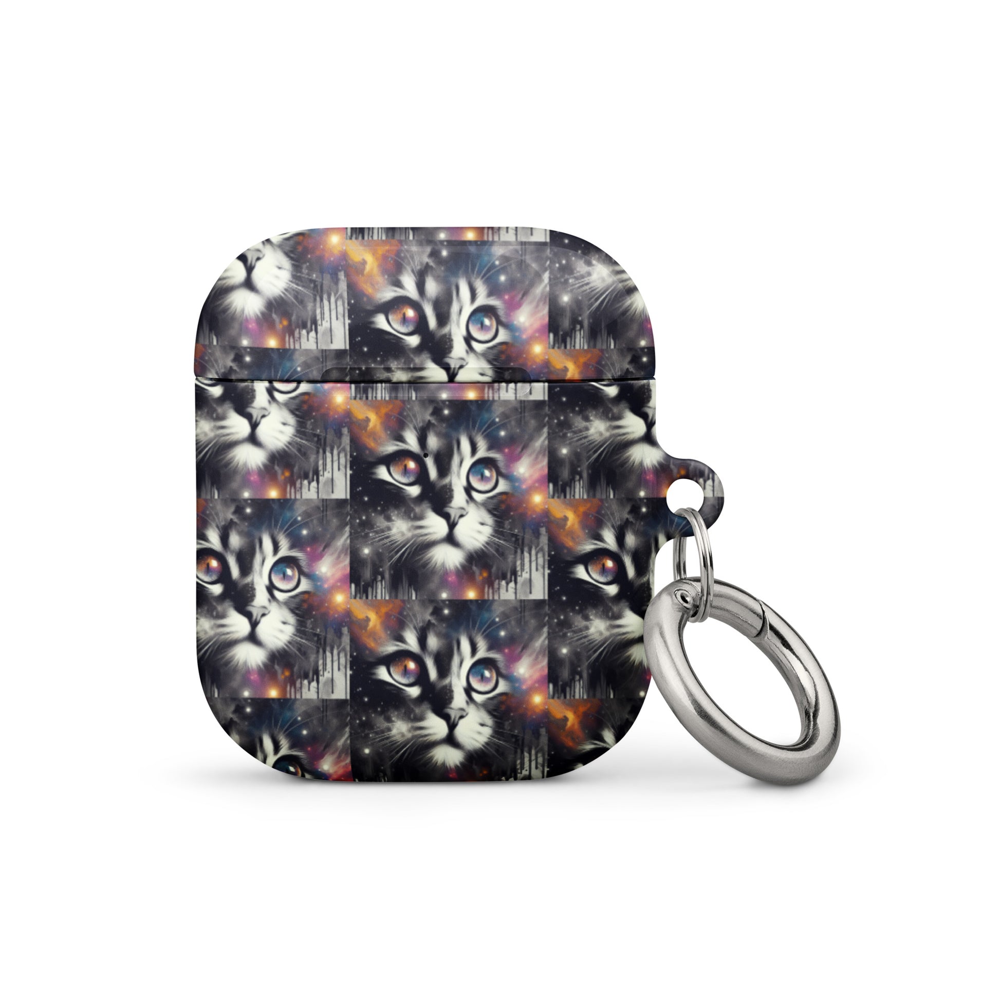 Galactic Cat AirPods® Case | Impact-Resistant Polycarbonate | Metal Carabiner | Scratch & Drop Protection - BrushstrokesOfCode