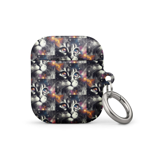 Galactic Cat AirPods® Case | Impact-Resistant Polycarbonate | Metal Carabiner | Scratch & Drop Protection - BrushstrokesOfCode