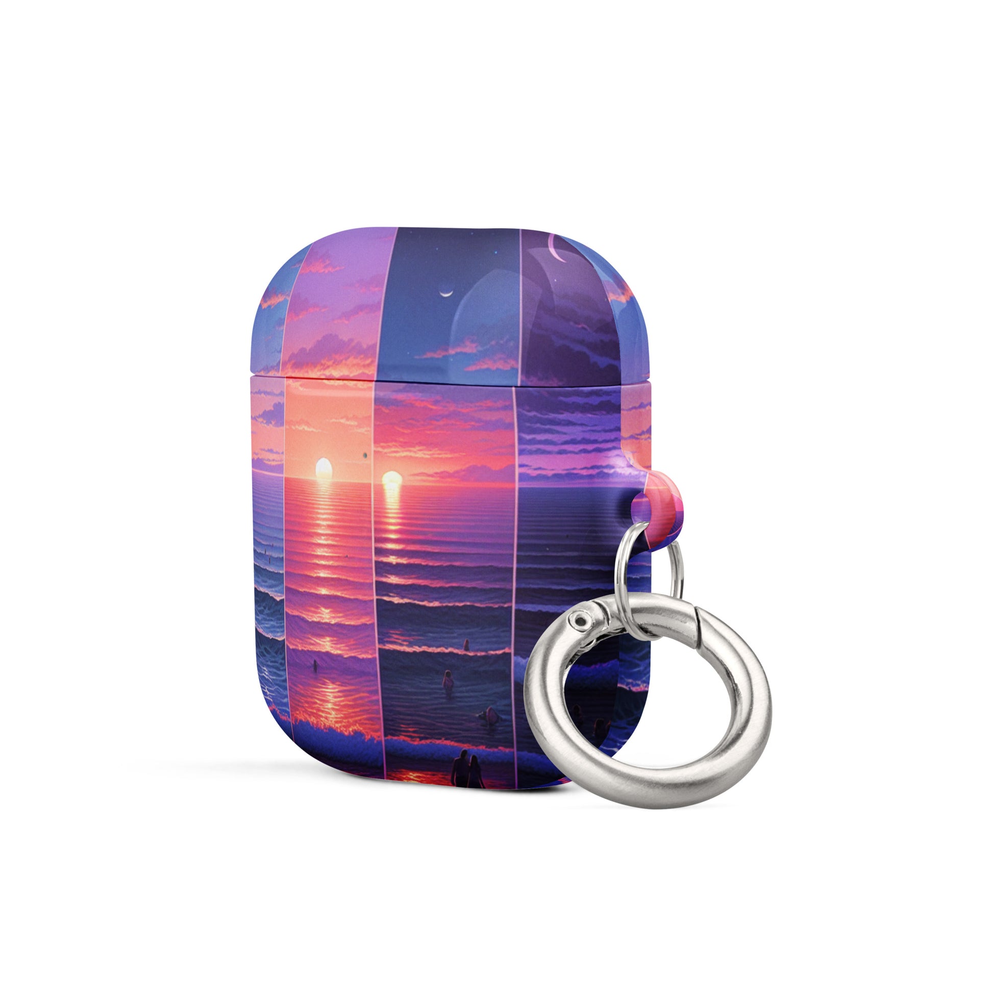 Stunning Sunset AirPods® Case with Metal Carabiner - Impact-Resistant Cover - BrushstrokesOfCode