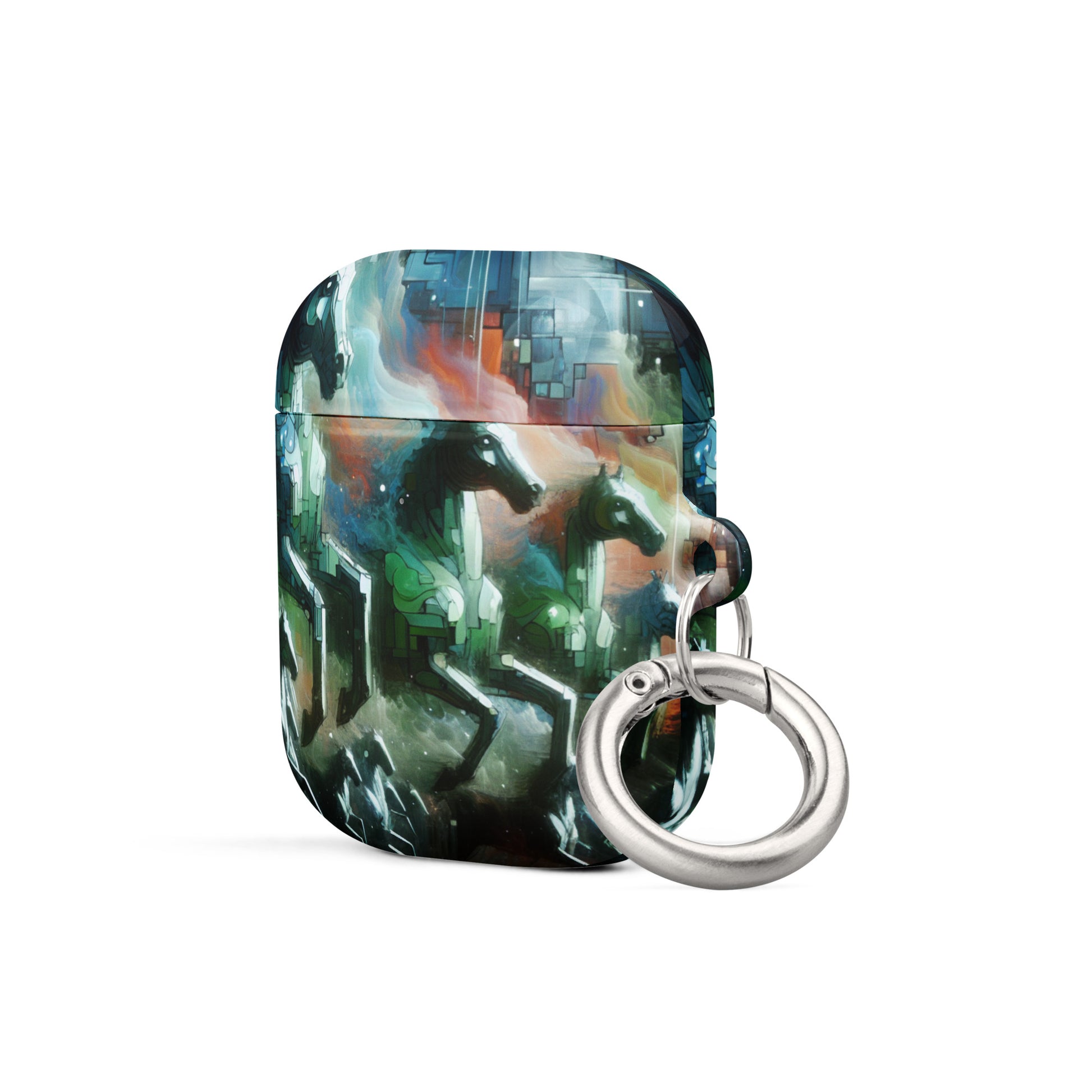 Mystical Horsemen AirPods® Case with Metal Carabiner - Durable & Impact-Resistant - BrushstrokesOfCode