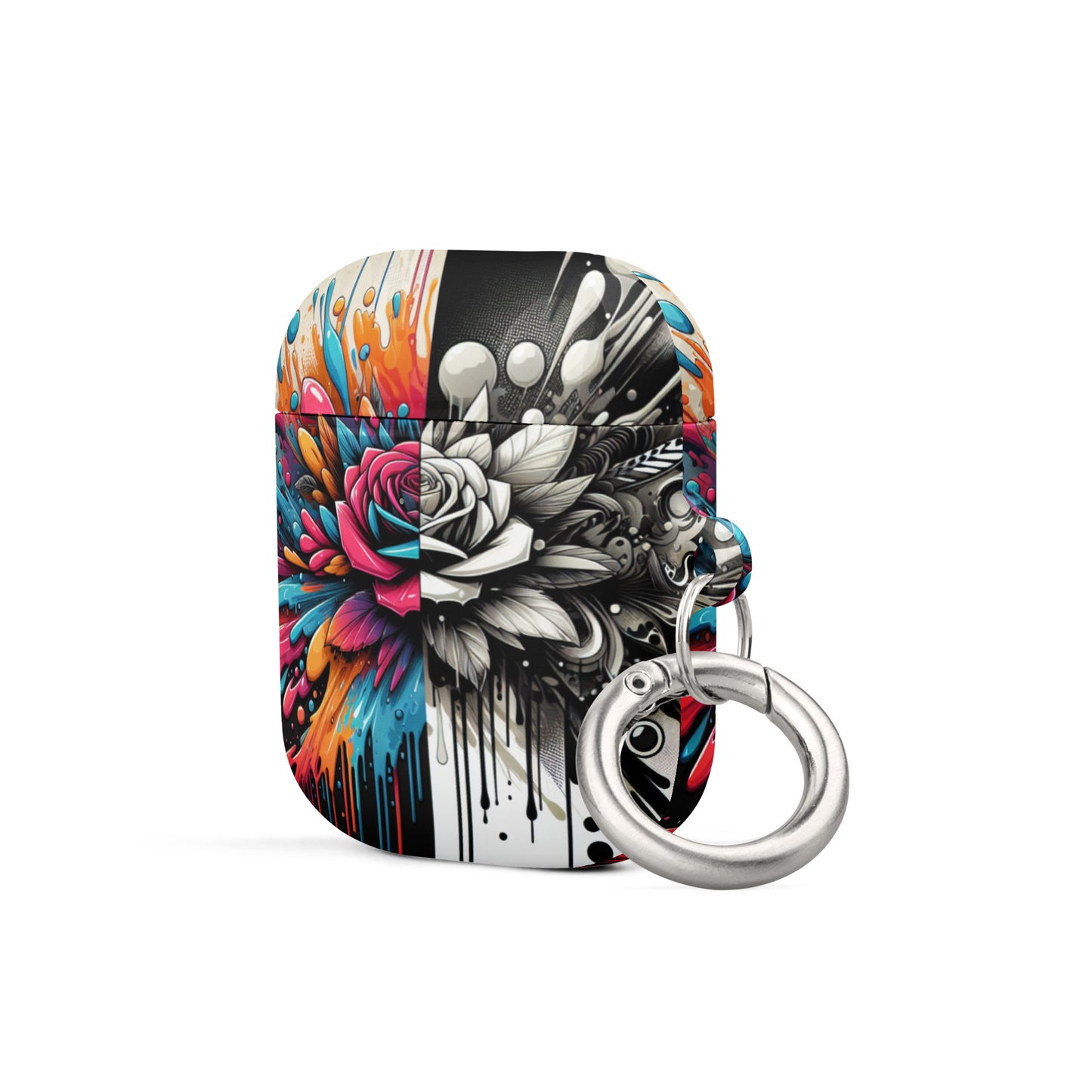 Artistic Rose AirPods® Case | Impact-Resistant Polycarbonate | Metal Carabiner | Scratch & Drop Protection - BrushstrokesOfCode
