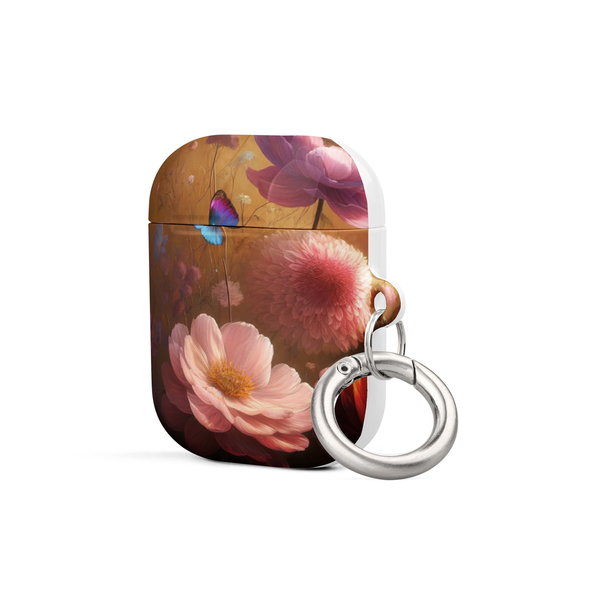 Botanical Butterfly AirPods® Case | Impact-Resistant Polycarbonate | Metal Carabiner | Scratch & Drop Protection - BrushstrokesOfCode
