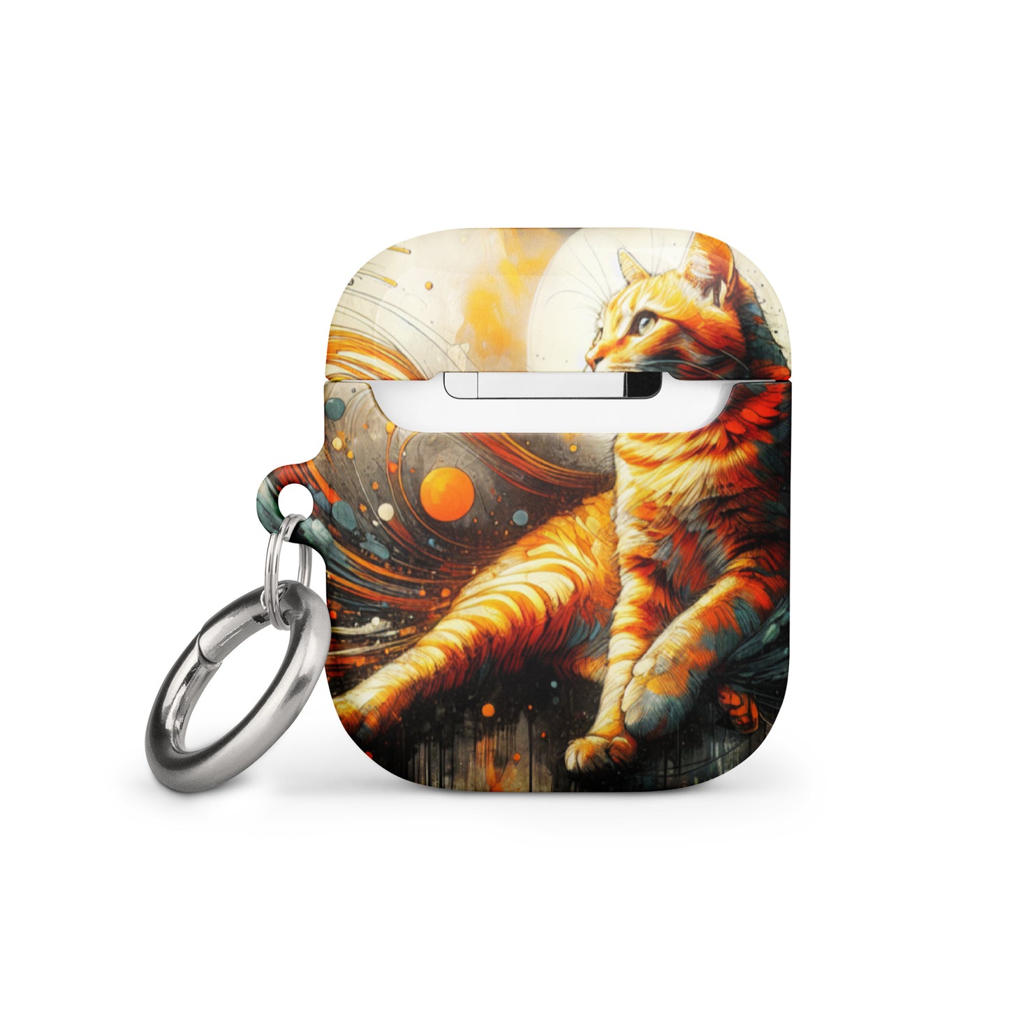 Elegant Cat AirPods® Case | Impact-Absorbing Polycarbonate | Metal Carabiner | Scratch & Drop Protection - BrushstrokesOfCode