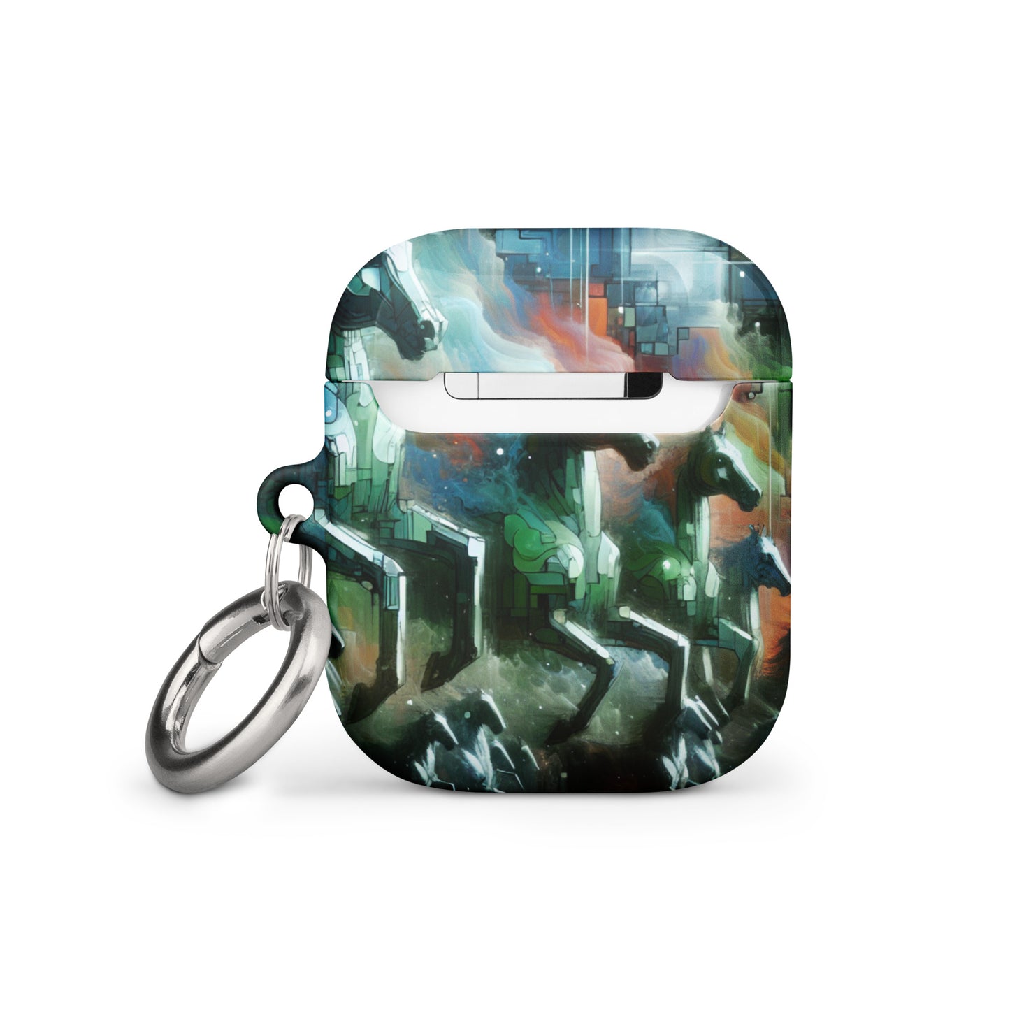 Mystical Horsemen AirPods® Case with Metal Carabiner - Durable & Impact-Resistant - BrushstrokesOfCode