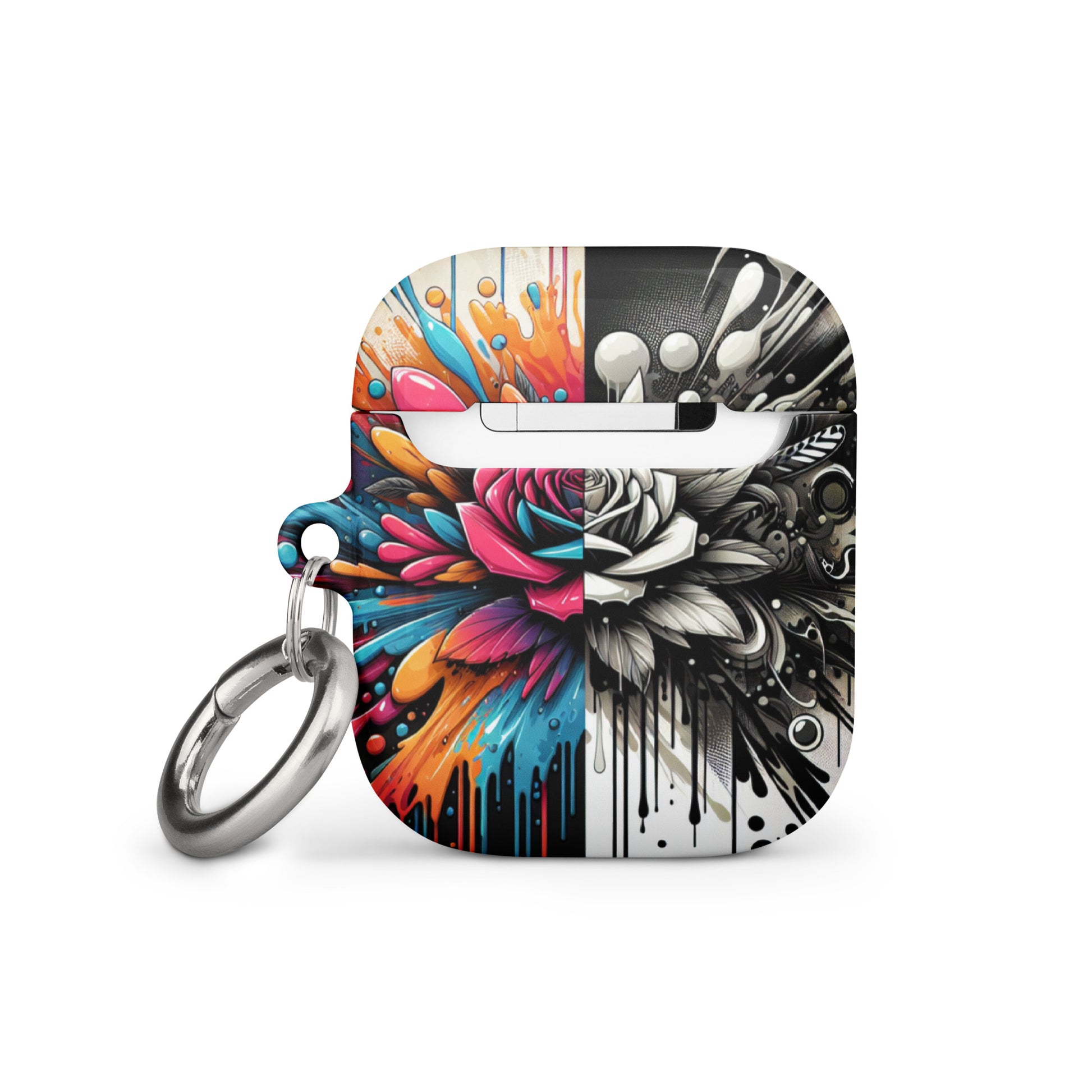 Artistic Rose AirPods® Case | Impact-Resistant Polycarbonate | Metal Carabiner | Scratch & Drop Protection - BrushstrokesOfCode