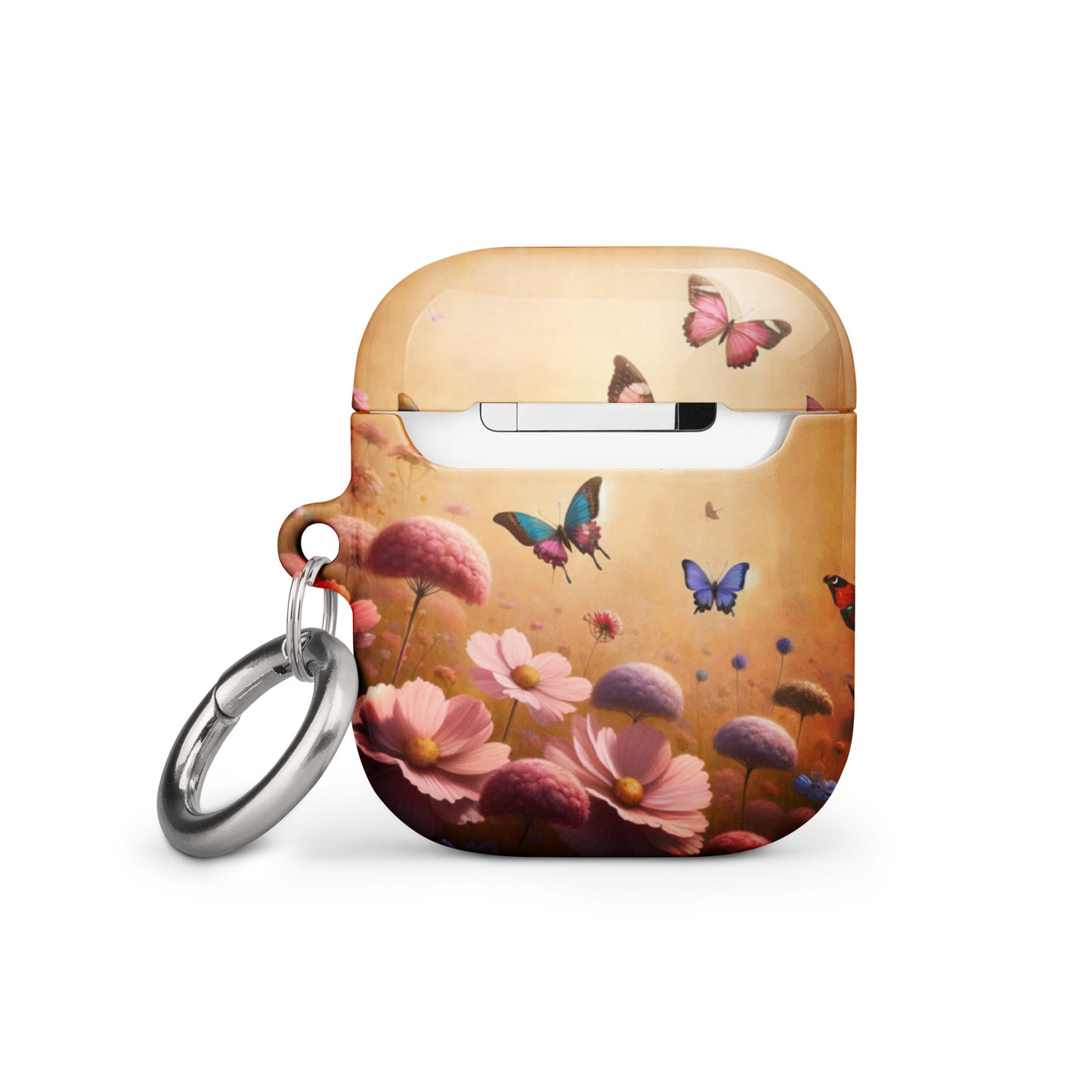 Butterfly Garden AirPods® Case | Impact-Resistant Polycarbonate | Metal Carabiner | Scratch & Drop Protection - BrushstrokesOfCode