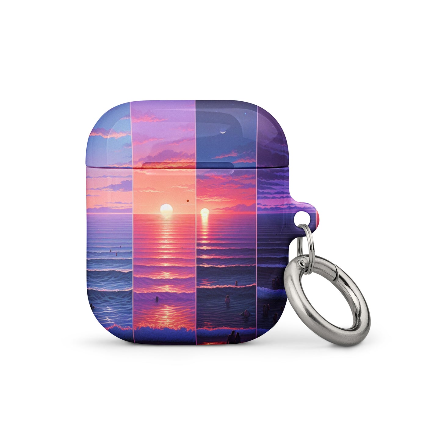 Stunning Sunset AirPods® Case with Metal Carabiner - Impact-Resistant Cover - BrushstrokesOfCode