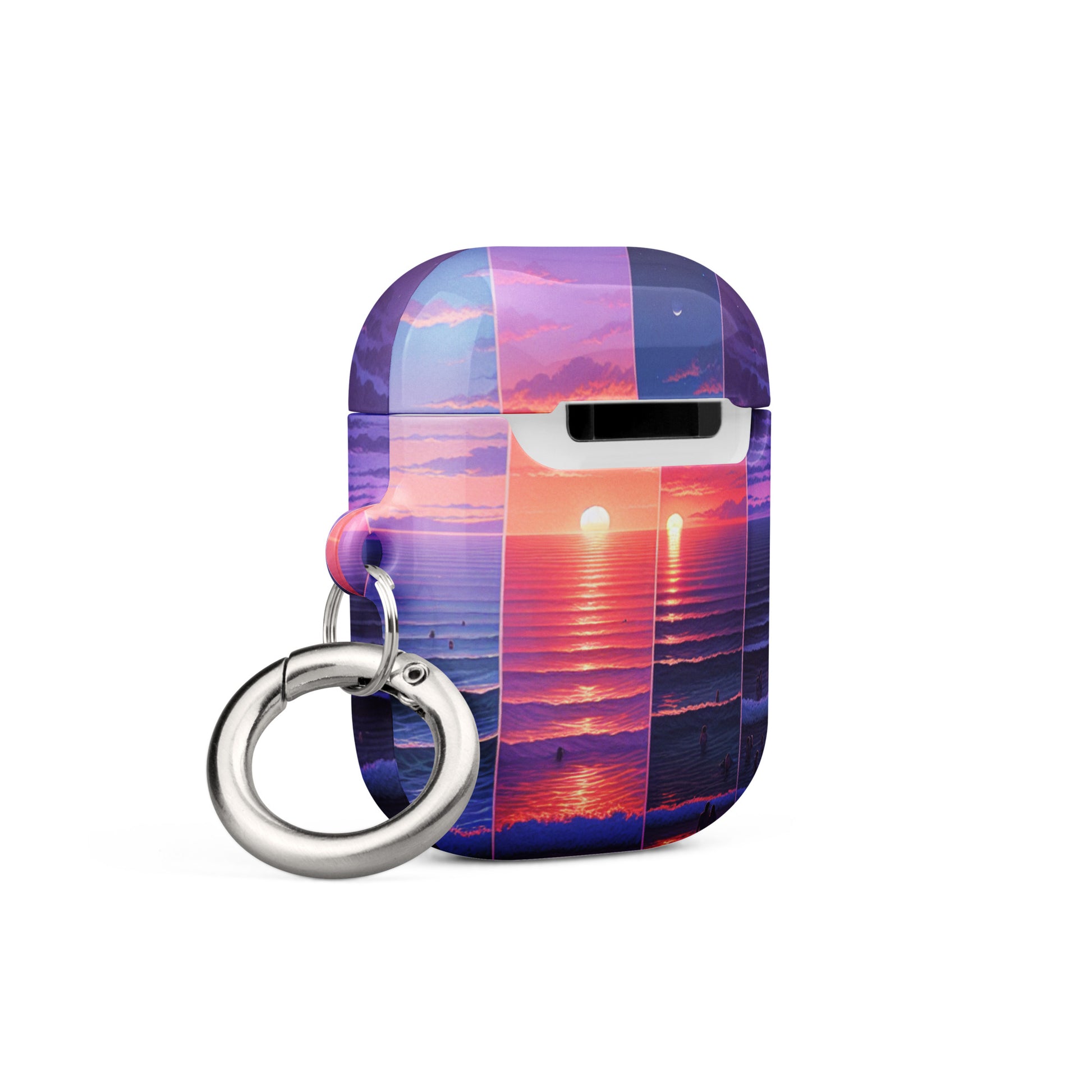 Stunning Sunset AirPods® Case with Metal Carabiner - Impact-Resistant Cover - BrushstrokesOfCode