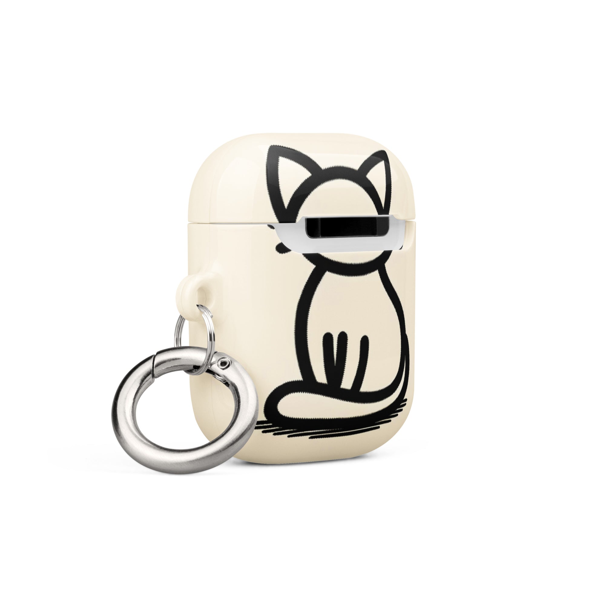 Adorable Cat AirPods® Case with Metal Carabiner - Durable & Impact-Resistant - BrushstrokesOfCode
