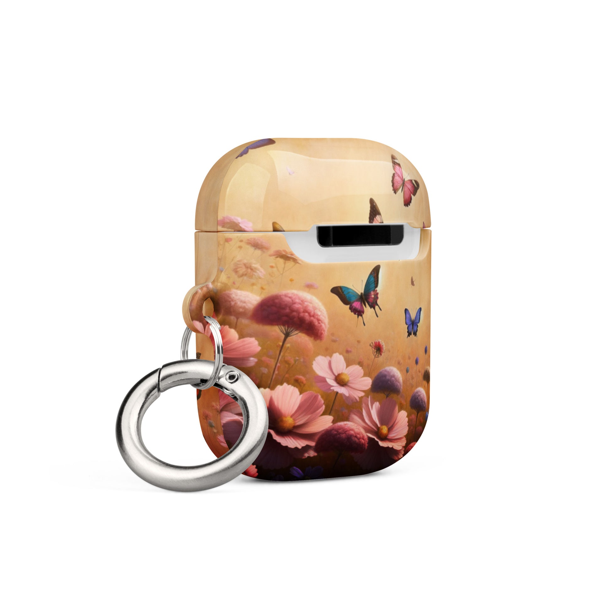 Butterfly Garden AirPods® Case | Impact-Resistant Polycarbonate | Metal Carabiner | Scratch & Drop Protection - BrushstrokesOfCode