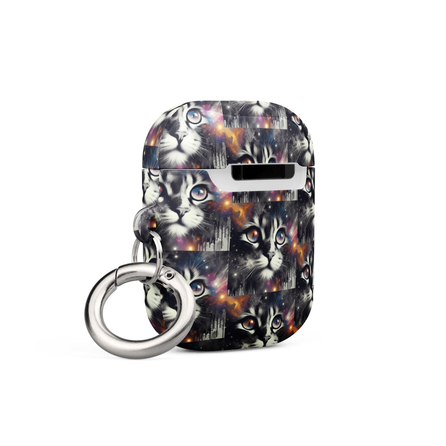 Galactic Cat AirPods® Case | Impact-Resistant Polycarbonate | Metal Carabiner | Scratch & Drop Protection - BrushstrokesOfCode