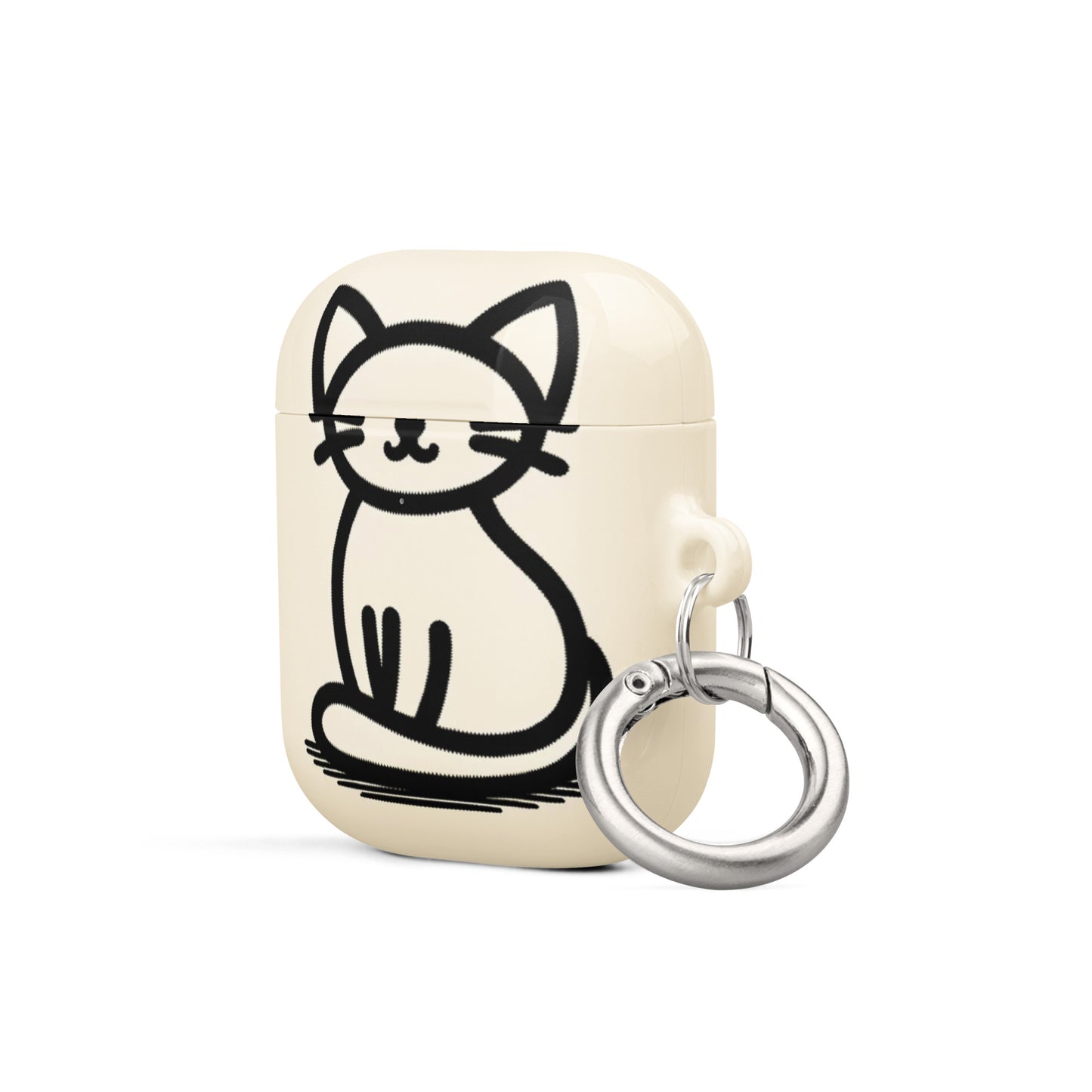 Adorable Cat AirPods® Case with Metal Carabiner - Durable & Impact-Resistant - BrushstrokesOfCode