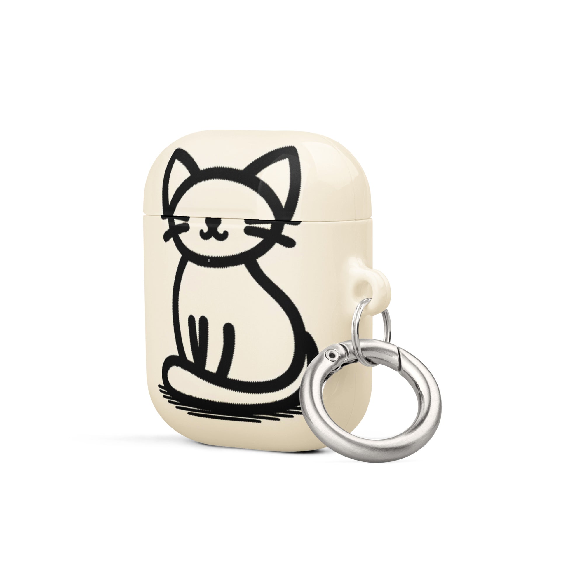 Adorable Cat AirPods® Case with Metal Carabiner - Durable & Impact-Resistant - BrushstrokesOfCode