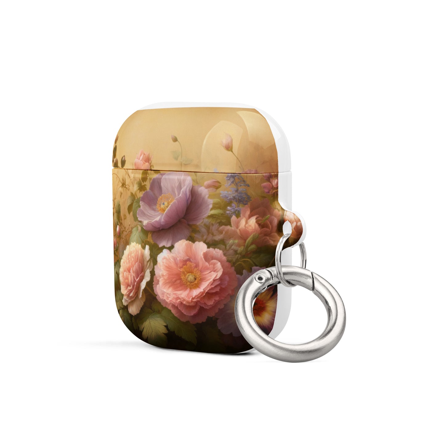 Vintage Floral AirPods® Case | Impact-Resistant Polycarbonate | Metal Carabiner | Scratch & Drop Protection - BrushstrokesOfCode