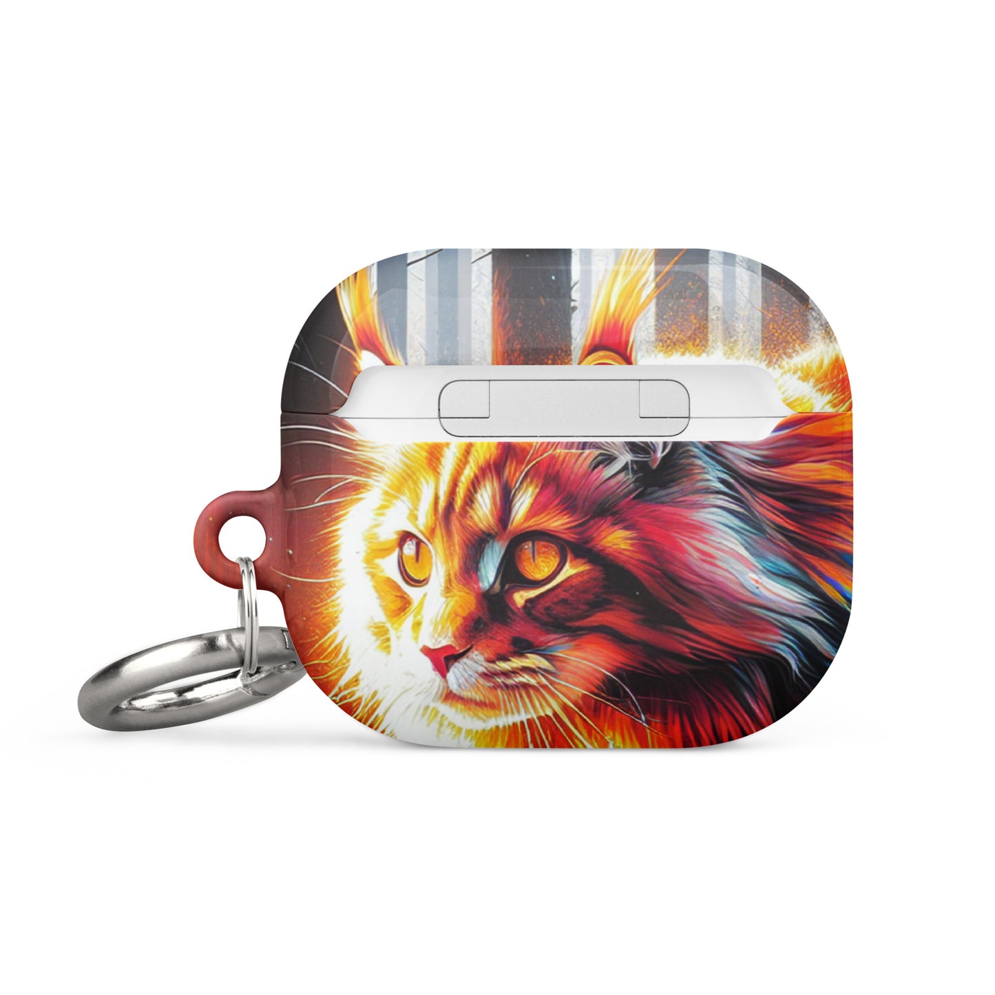 Cat Design AirPods® Case | Impact-Absorbing Polycarbonate | Metal Carabiner | Scratch & Drop Protection - BrushstrokesOfCode