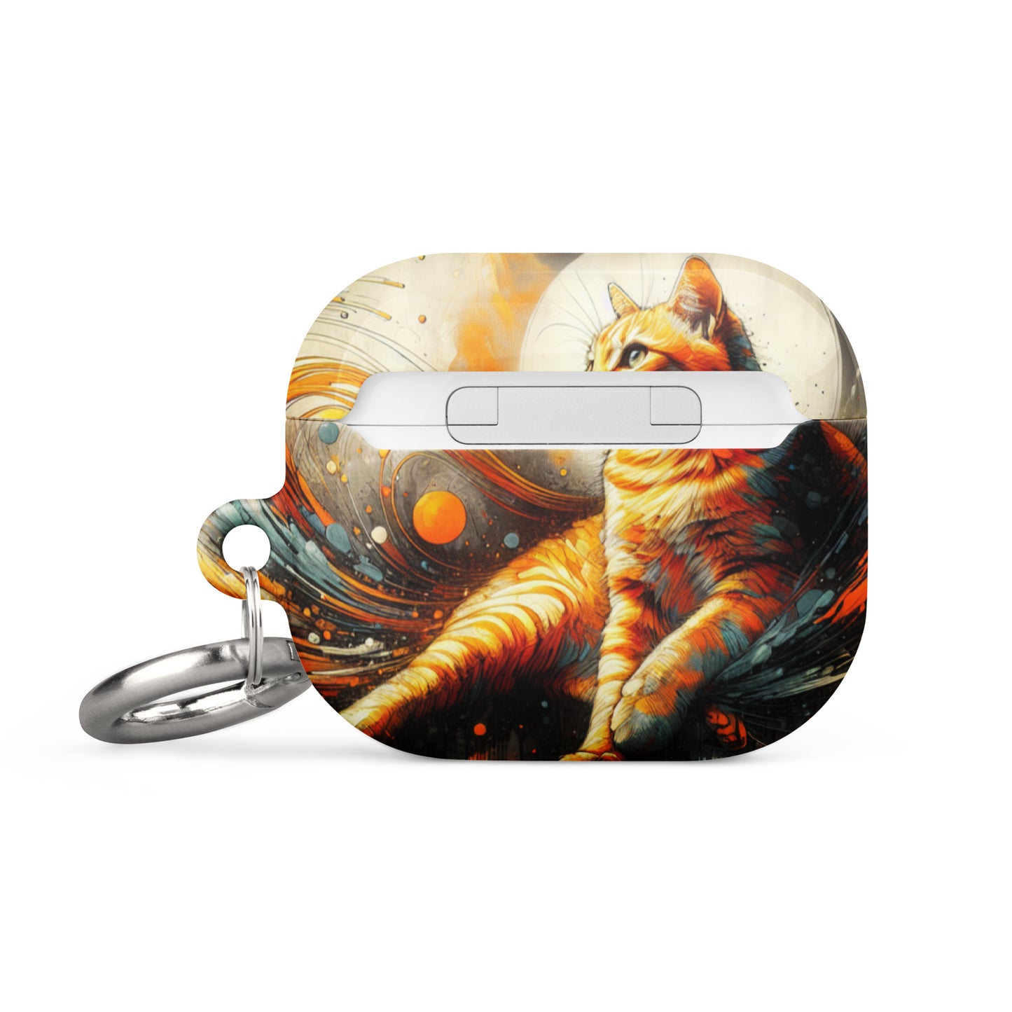 Elegant Cat AirPods® Case | Impact-Absorbing Polycarbonate | Metal Carabiner | Scratch & Drop Protection - BrushstrokesOfCode