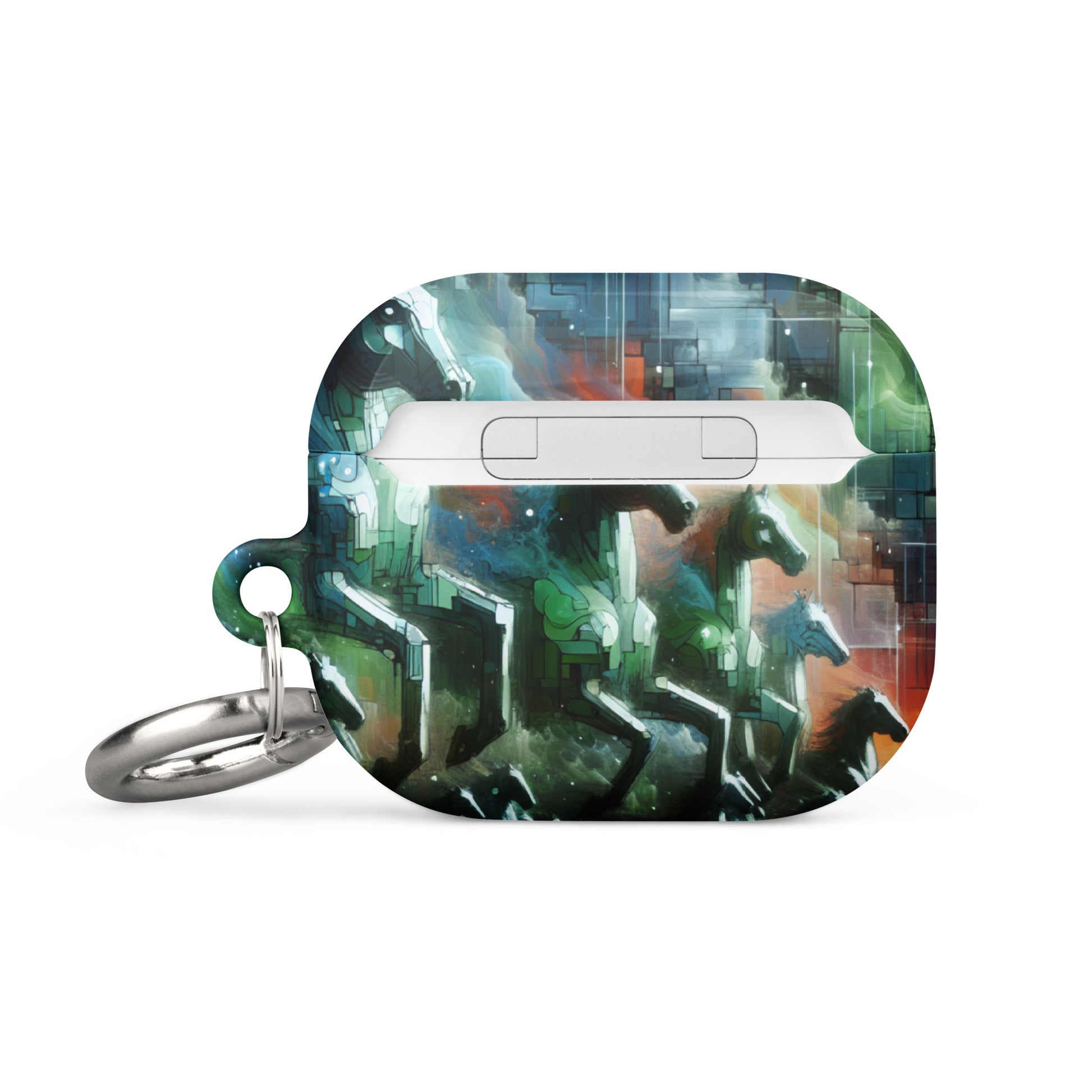 Mystical Horsemen AirPods® Case with Metal Carabiner - Durable & Impact-Resistant - BrushstrokesOfCode