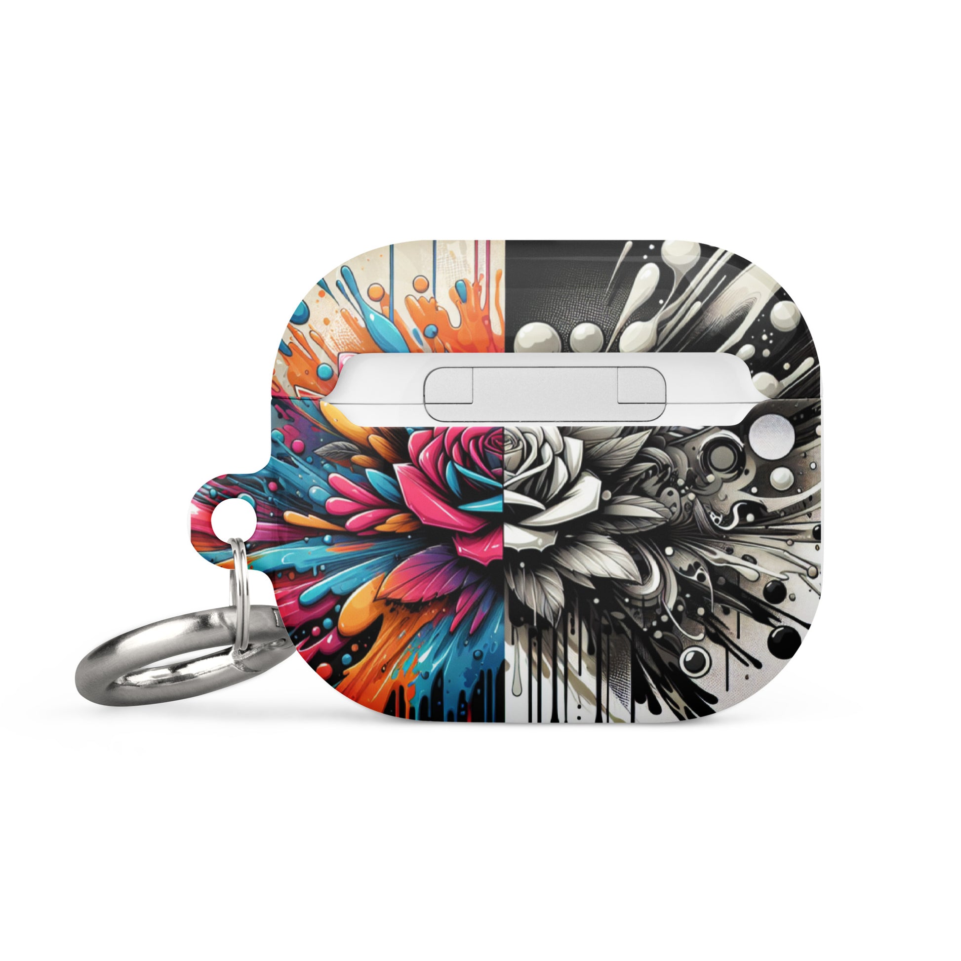 Artistic Rose AirPods® Case | Impact-Resistant Polycarbonate | Metal Carabiner | Scratch & Drop Protection - BrushstrokesOfCode
