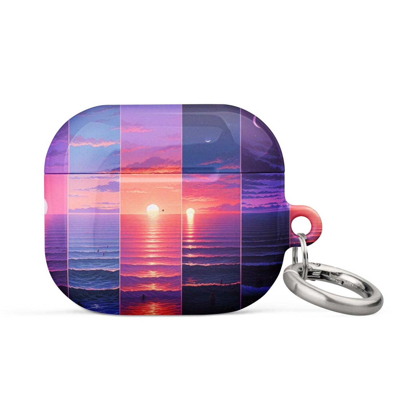 Stunning Sunset AirPods® Case with Metal Carabiner - Impact-Resistant Cover - BrushstrokesOfCode