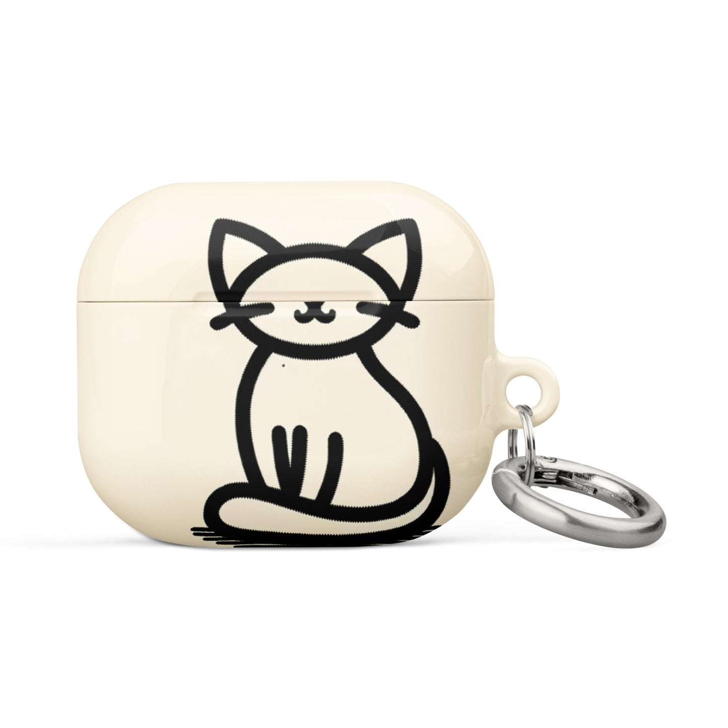 Adorable Cat AirPods® Case with Metal Carabiner - Durable & Impact-Resistant - BrushstrokesOfCode