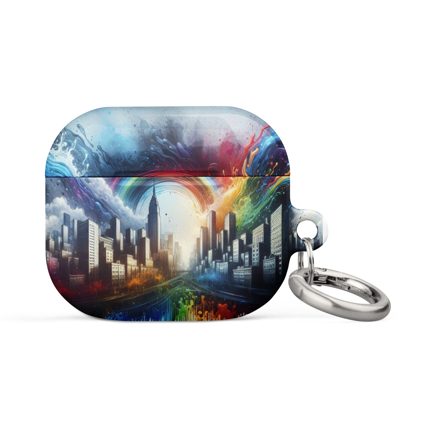 Rainbow City AirPods® Case | Premium Impact Protection | Metal Carabiner | Scratch & Drop Proof - BrushstrokesOfCode