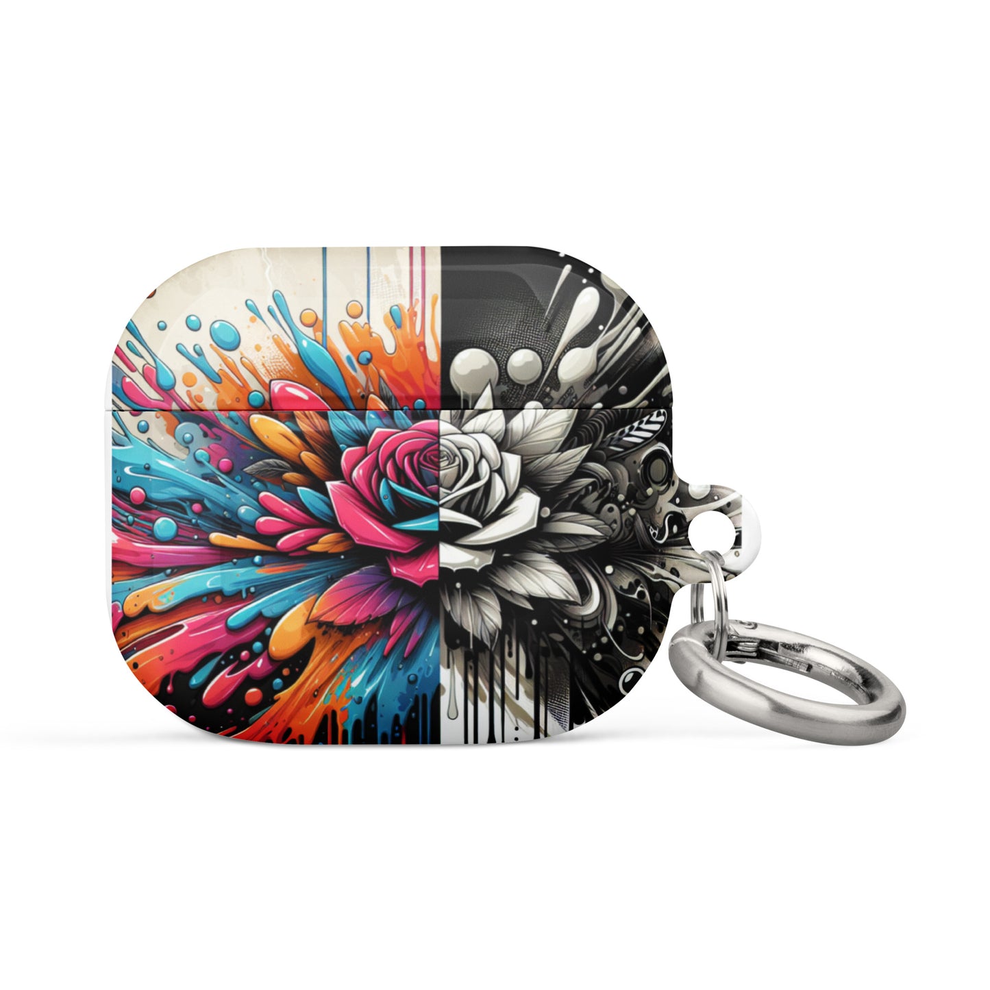 Artistic Rose AirPods® Case | Impact-Resistant Polycarbonate | Metal Carabiner | Scratch & Drop Protection - BrushstrokesOfCode
