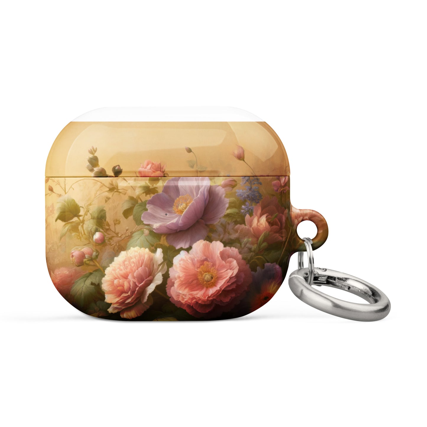 Vintage Floral AirPods® Case | Impact-Resistant Polycarbonate | Metal Carabiner | Scratch & Drop Protection - BrushstrokesOfCode
