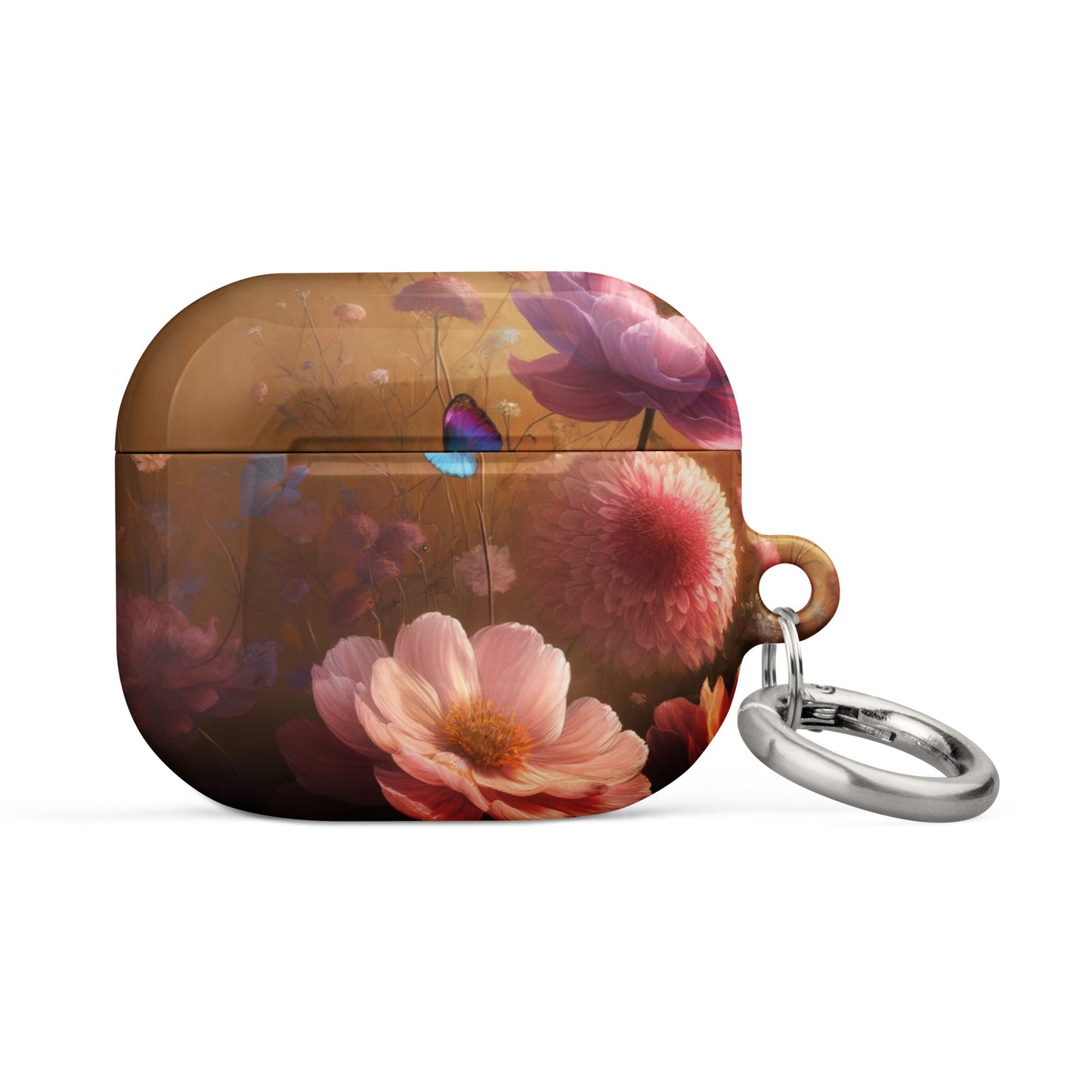 Botanical Butterfly AirPods® Case | Impact-Resistant Polycarbonate | Metal Carabiner | Scratch & Drop Protection - BrushstrokesOfCode