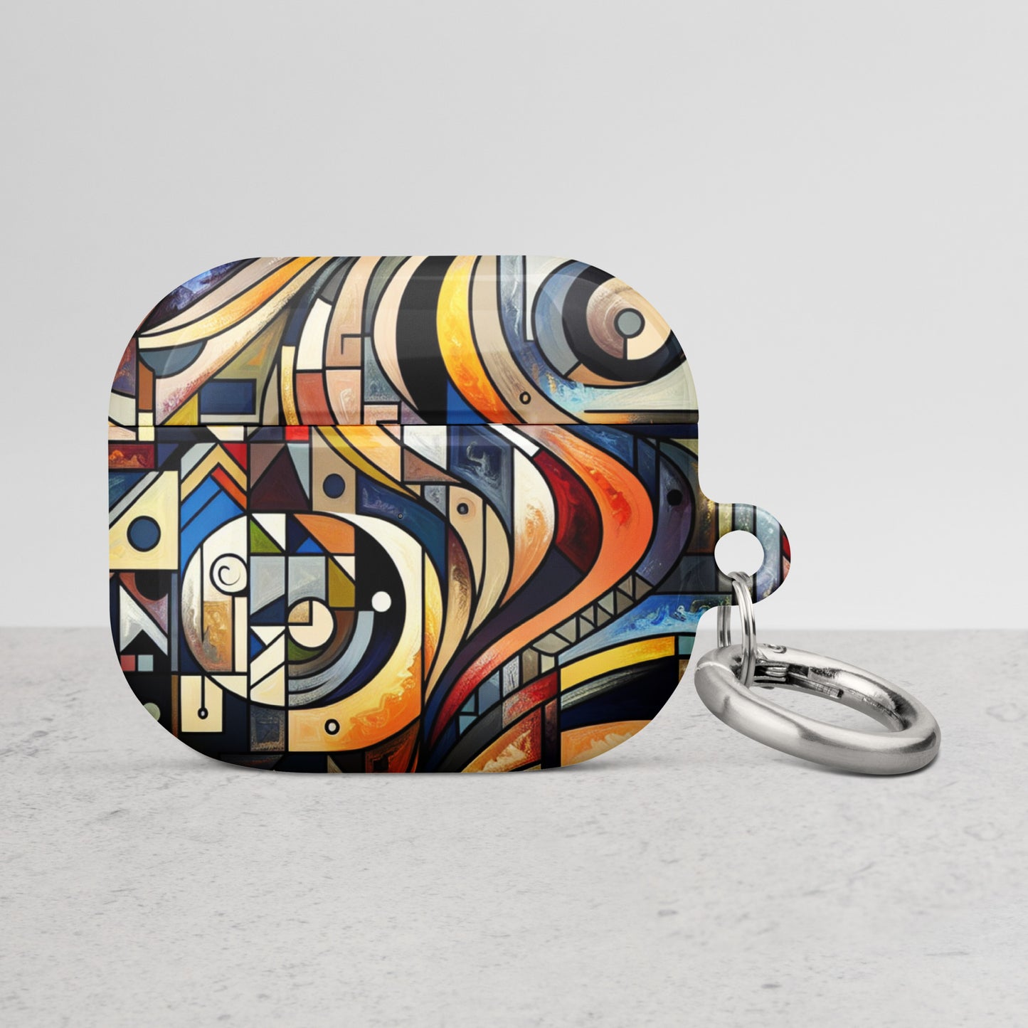 Abstract Mosaic AirPods® Case | Impact-Resistant Polycarbonate | Metal Carabiner | Scratch & Drop Protection - BrushstrokesOfCode