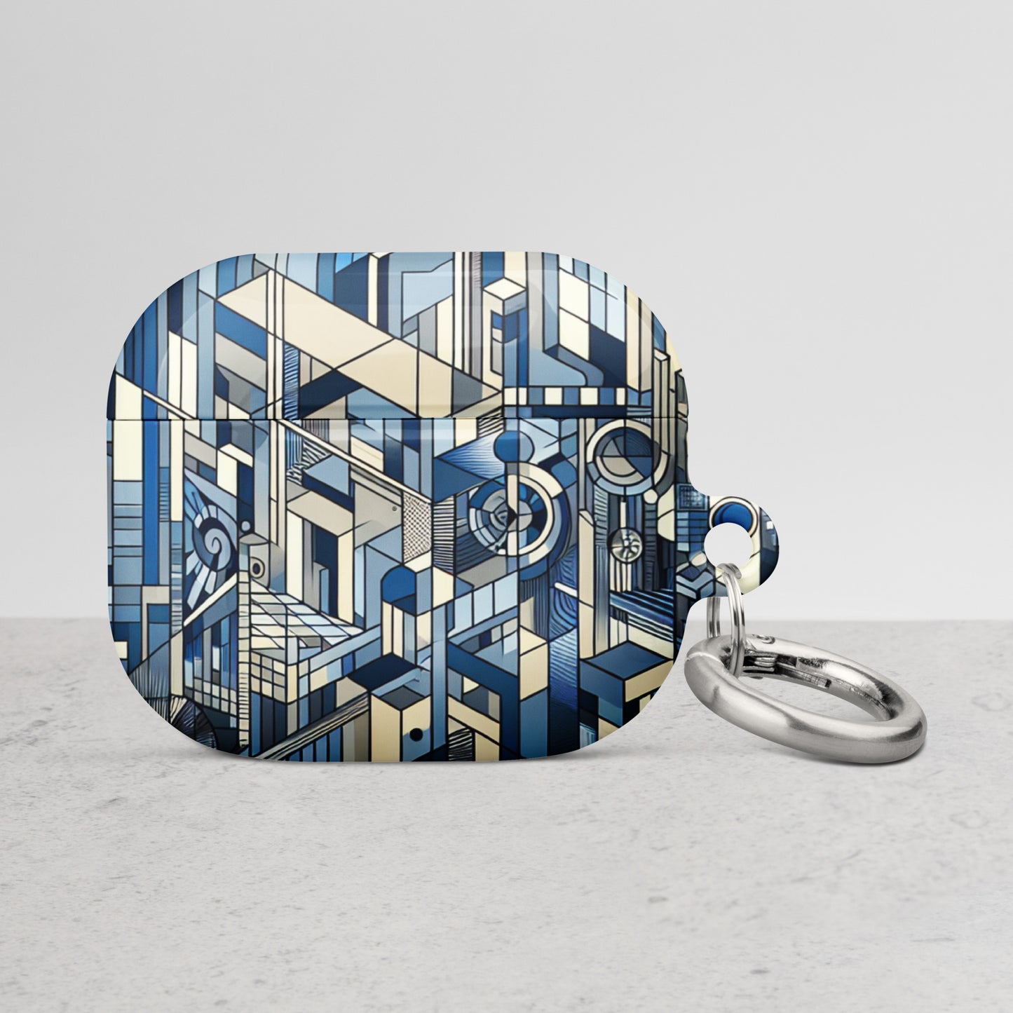 Modern Geometric AirPods® Case | Impact-Resistant Polycarbonate | Metal Carabiner | Scratch & Drop Protection - BrushstrokesOfCode