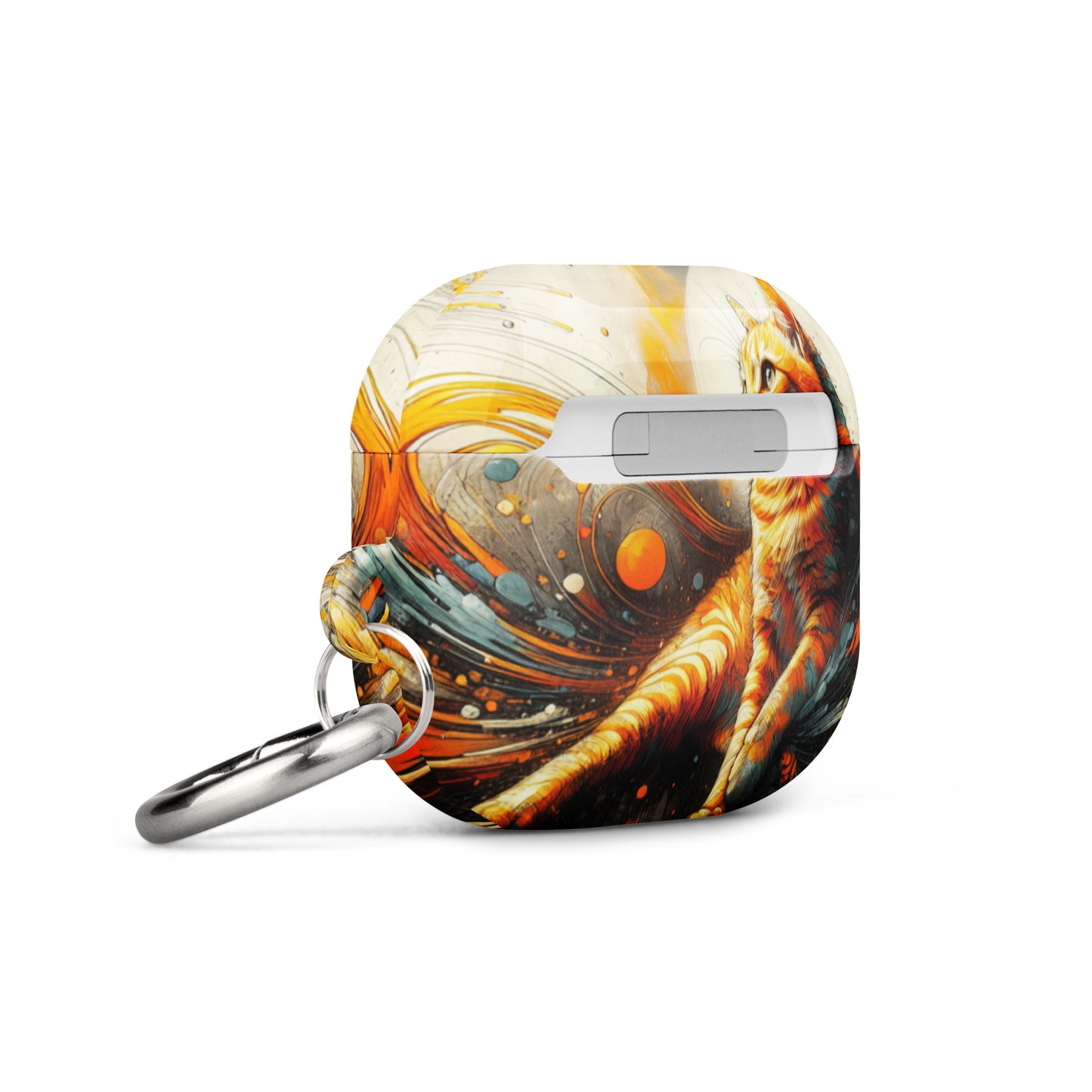 Elegant Cat AirPods® Case | Impact-Absorbing Polycarbonate | Metal Carabiner | Scratch & Drop Protection - BrushstrokesOfCode