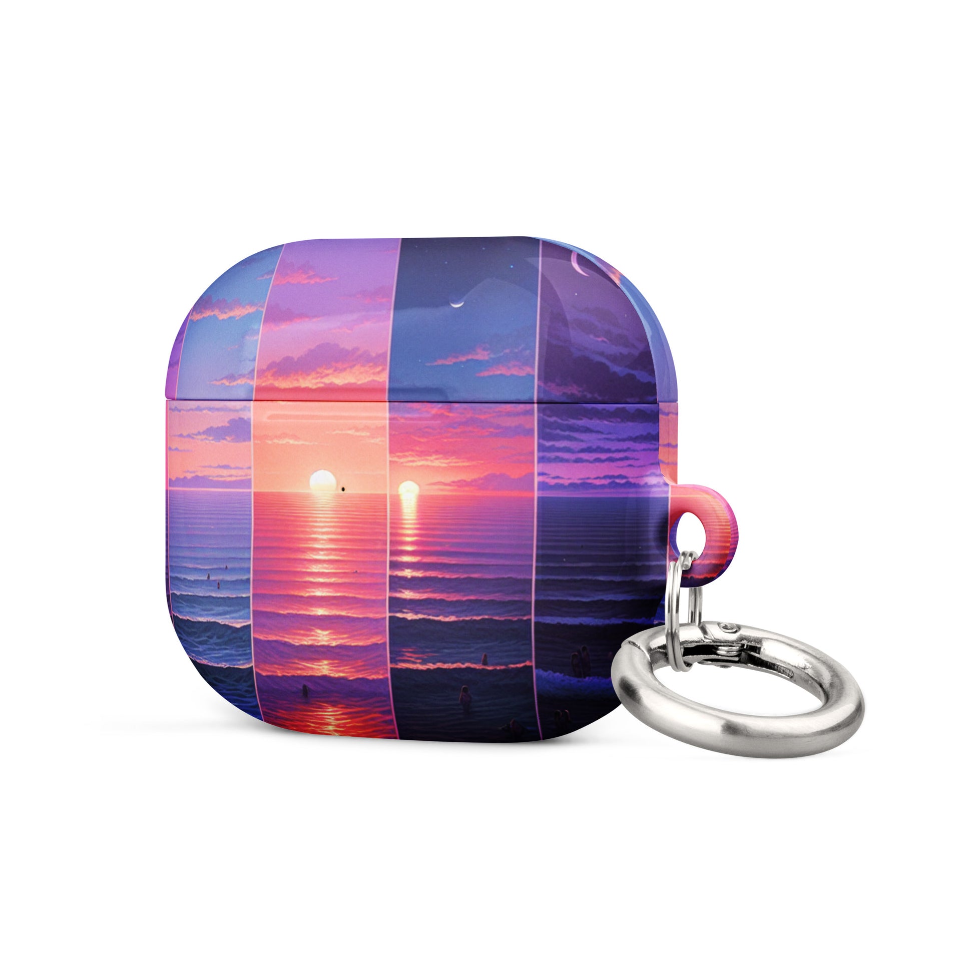 Stunning Sunset AirPods® Case with Metal Carabiner - Impact-Resistant Cover - BrushstrokesOfCode