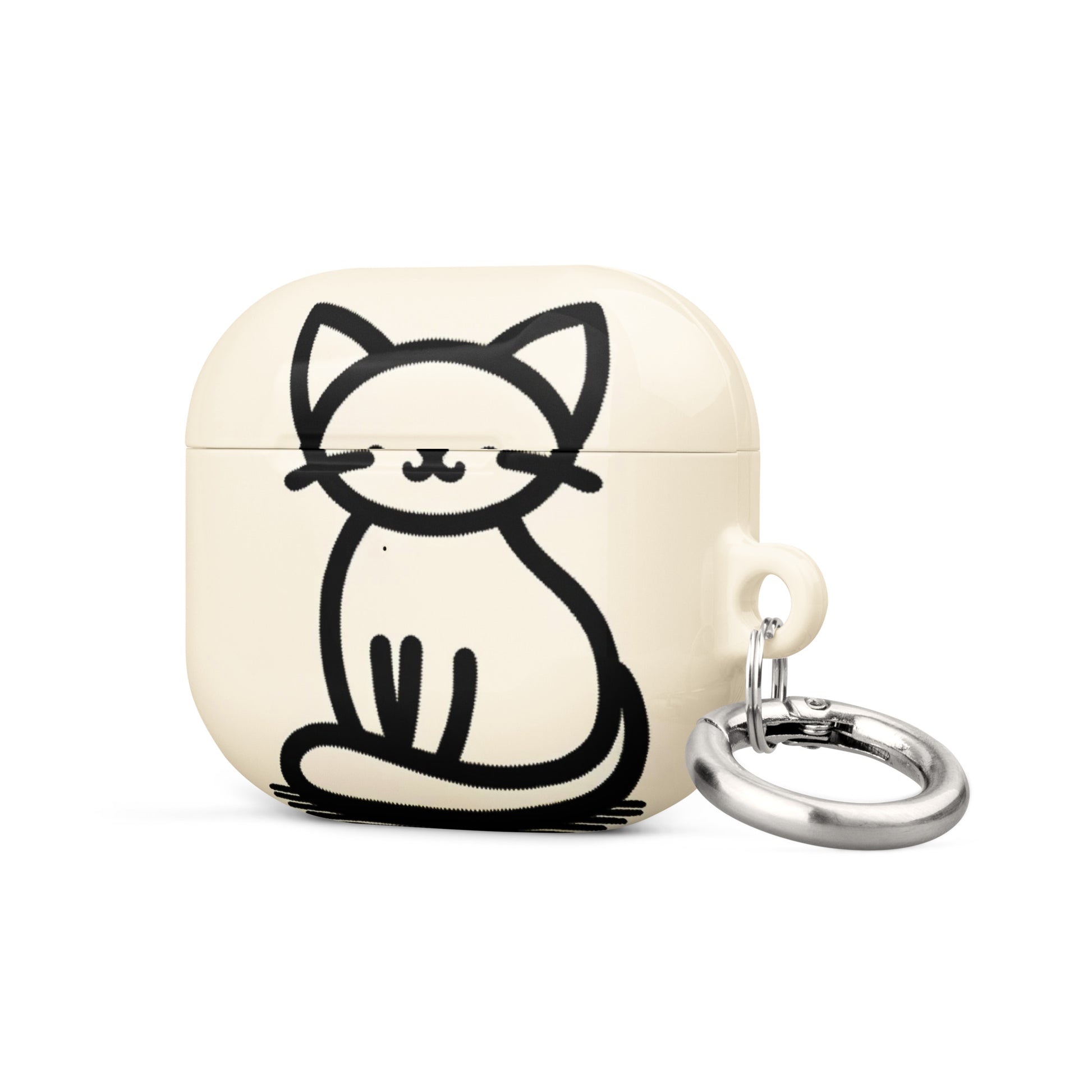 Adorable Cat AirPods® Case with Metal Carabiner - Durable & Impact-Resistant - BrushstrokesOfCode